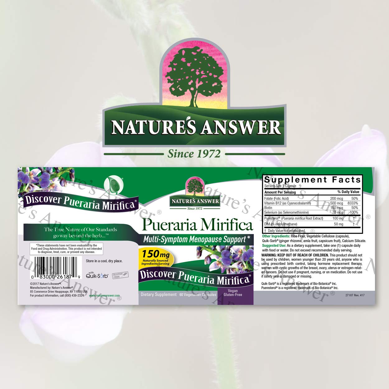 Nature's Answer Pueraria Mirifica Capsules 60 Count | Female Reductive Support | Smooth Skin & Hair - AB Mystery