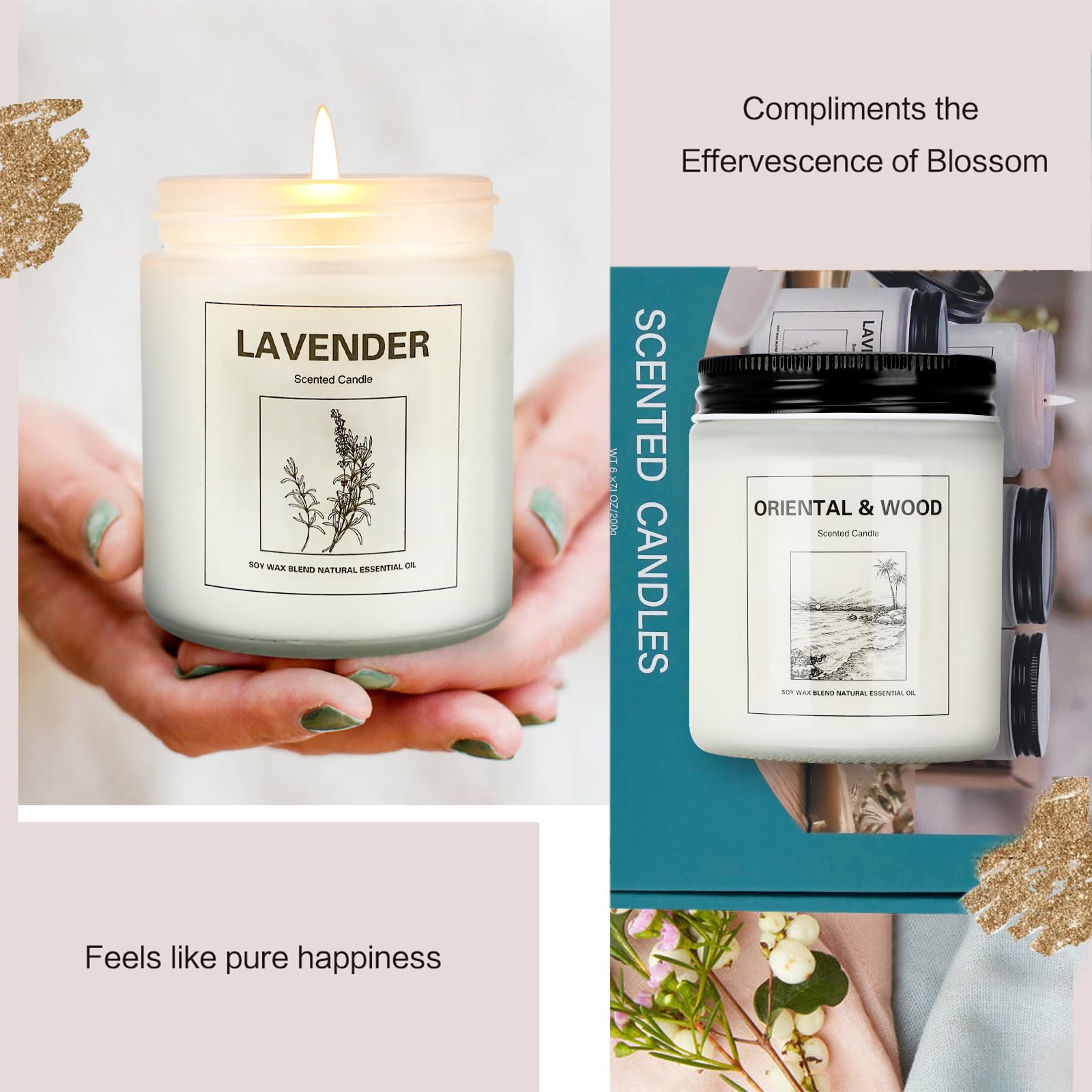6 Pack Scented Candles, Aromatherapy Candles Gifts Set for Women, 42.6 oz 300 Hour Long Lasting - AB Mystery