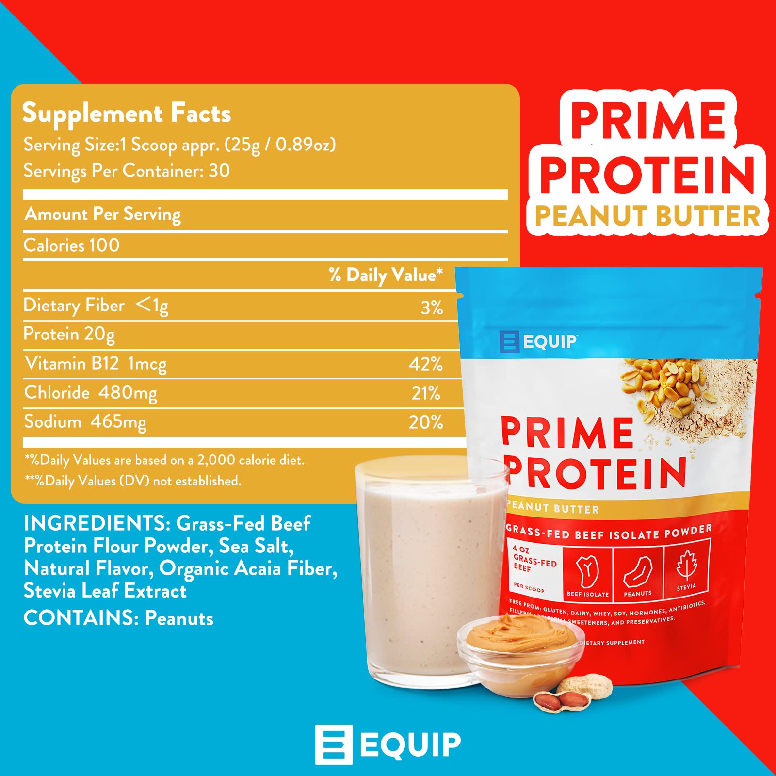 Equip Foods Prime Protein - Grass Fed Beef Protein Powder Isolate - Paleo and Keto Friendly - AB Mystery