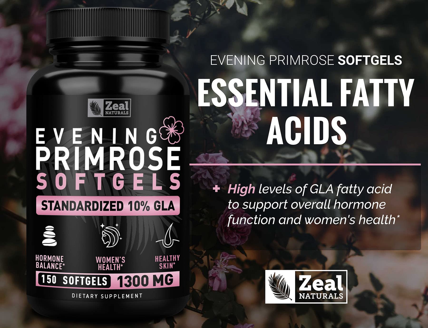 Evening Primrose Oil Capsules (150 Liquid Softgels | 1300mg) Premium Evening Primrose Oil – Natural - AB Mystery