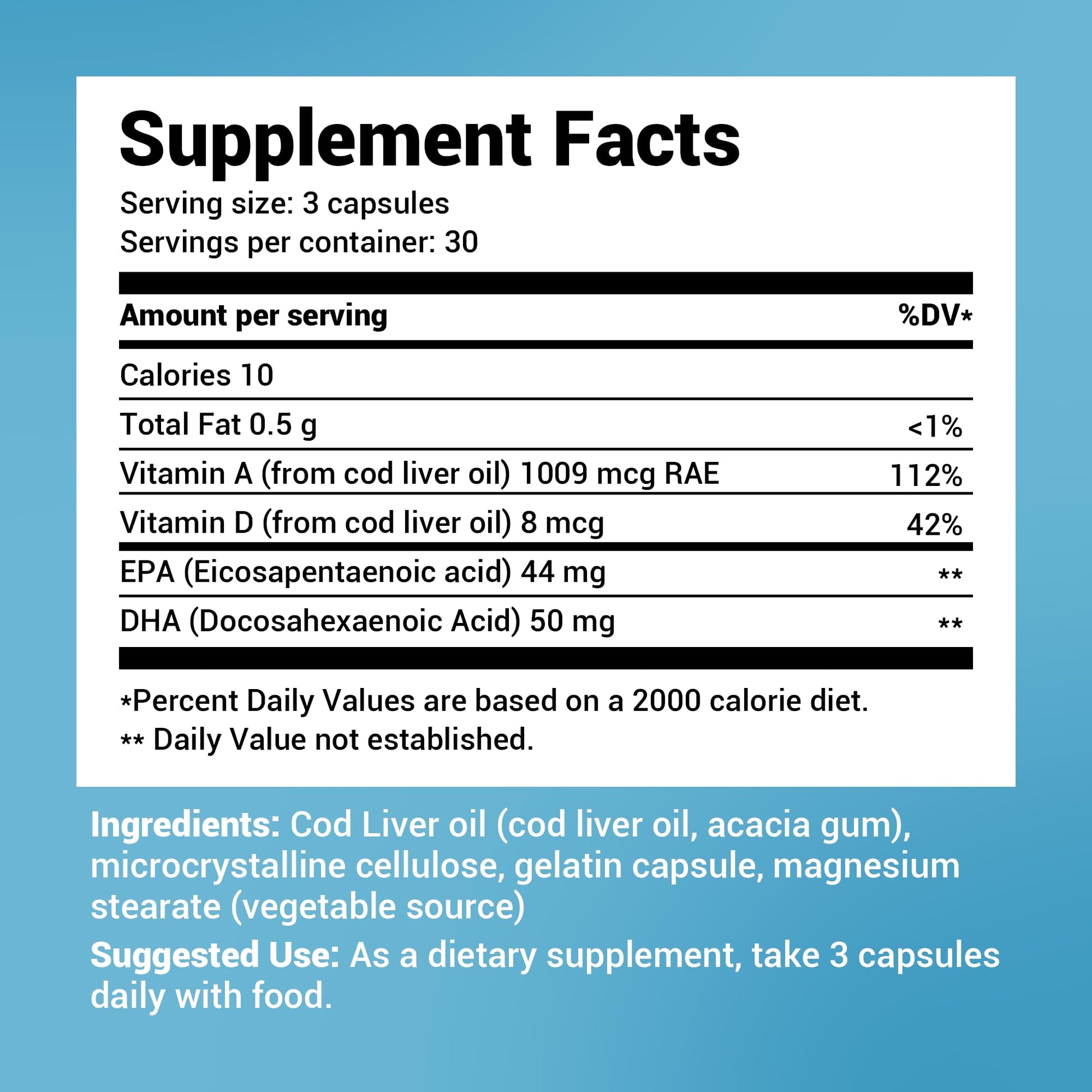 Dr. Berg Cod Liver Oil Capsules - New Formula Without OxBile - Rich in Omega-3 Fatty - AB Mystery