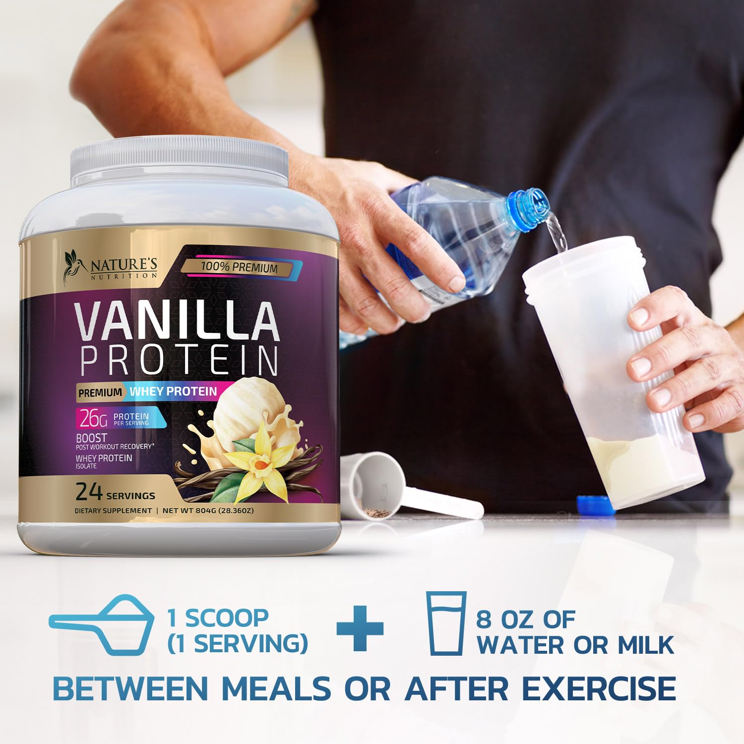 Whey Protein Powder 26g - Vanilla Ice Cream Whey Isolate Protein for Muscle Growth - AB Mystery