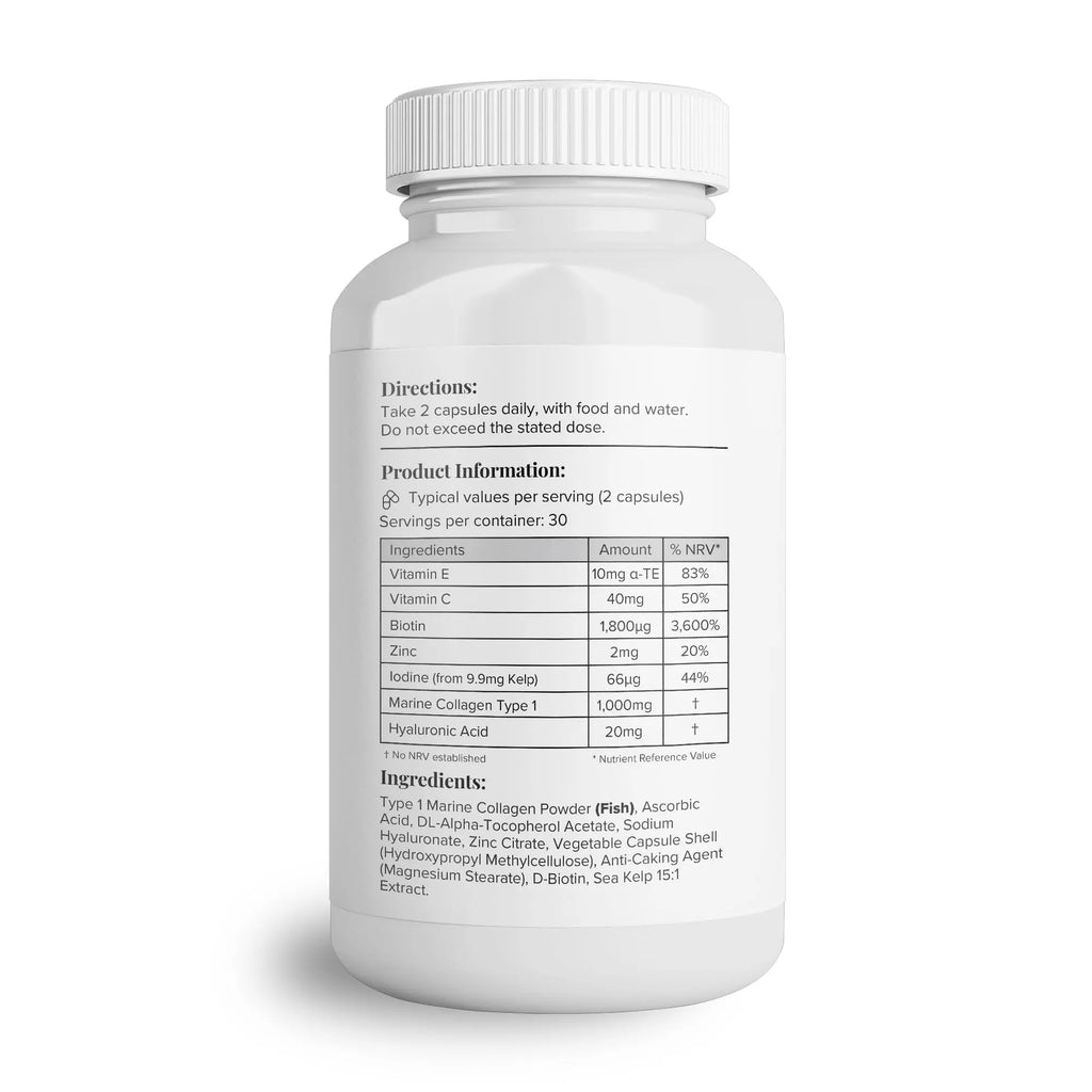 Hey Nutrition Collagen Complex Hyaluronic Acid & Sea Kelp Vitamin E, C, Biotin Hey Nutrition