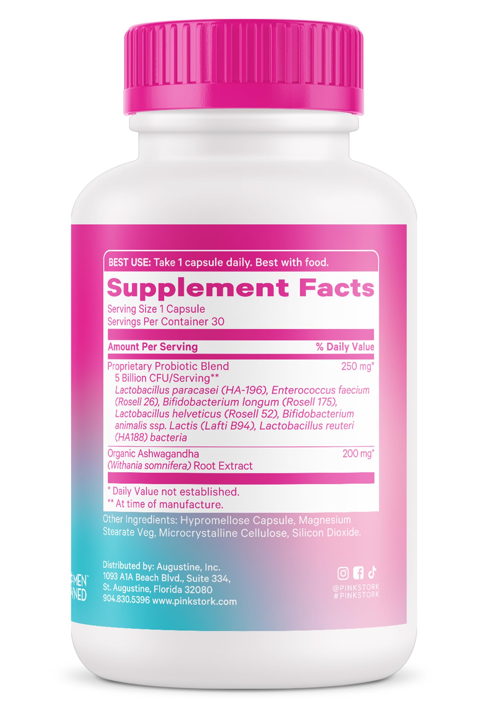 Pink Stork Fertility Support Probiotics for Women with Ashwagandha for Vaginal Health, Conception Pink Stork