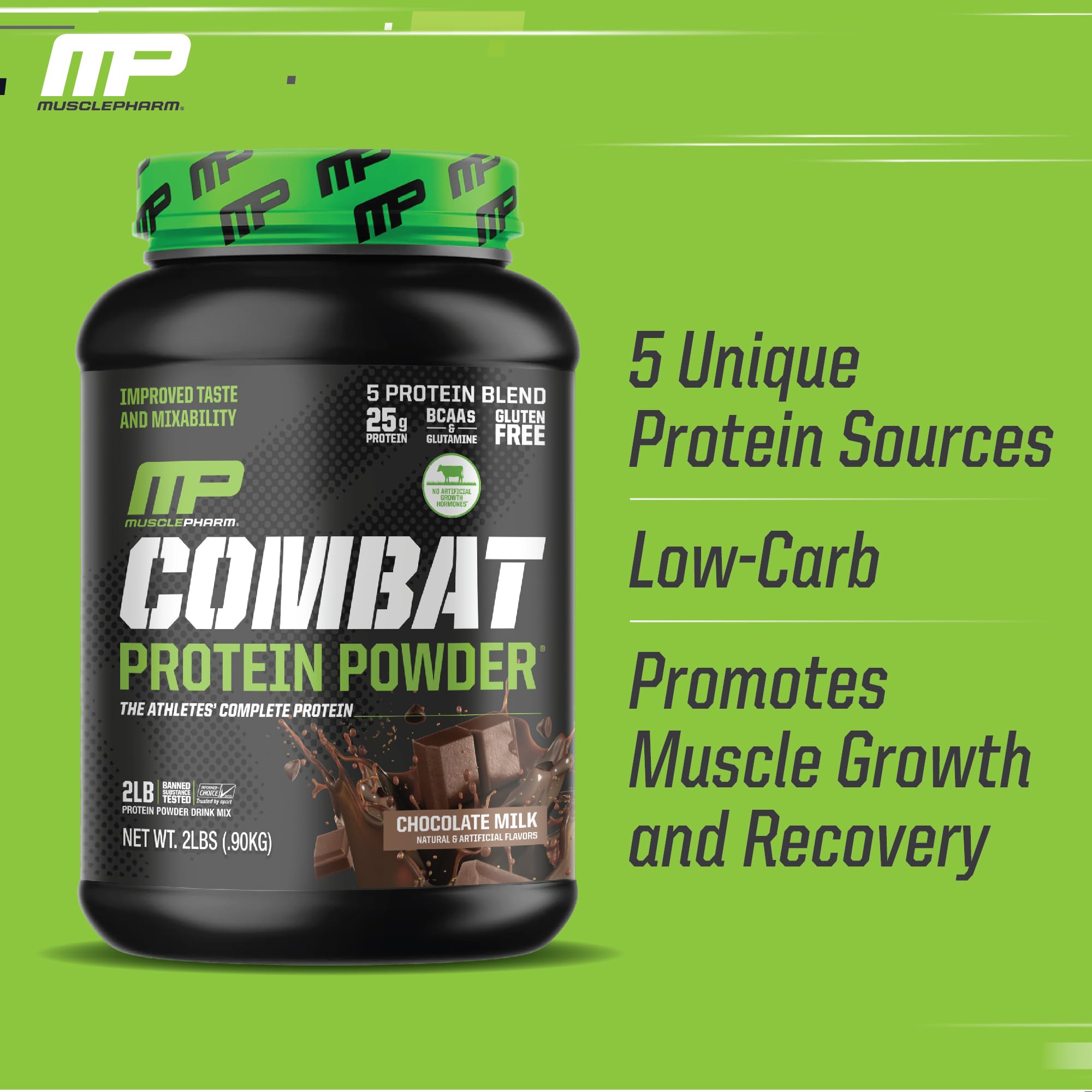 Muscle Pharm Combat Protein Powder, Fuels Muscles for Productive Workouts, 5 Protein - AB Mystery