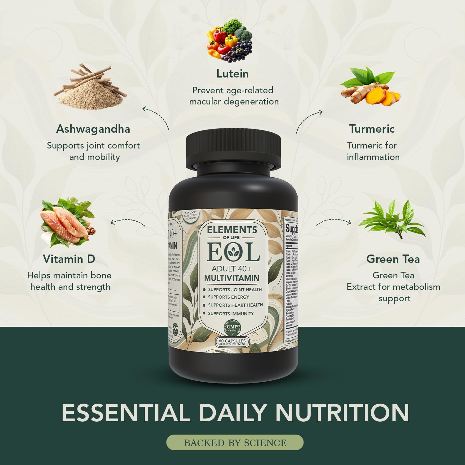 40 Plus Multivitamin for Women & Men with Vitamin A, D, B6, B12, E, Zinc, Magnesium, Calcium - Vegan, Gluten Free - AB Mystery