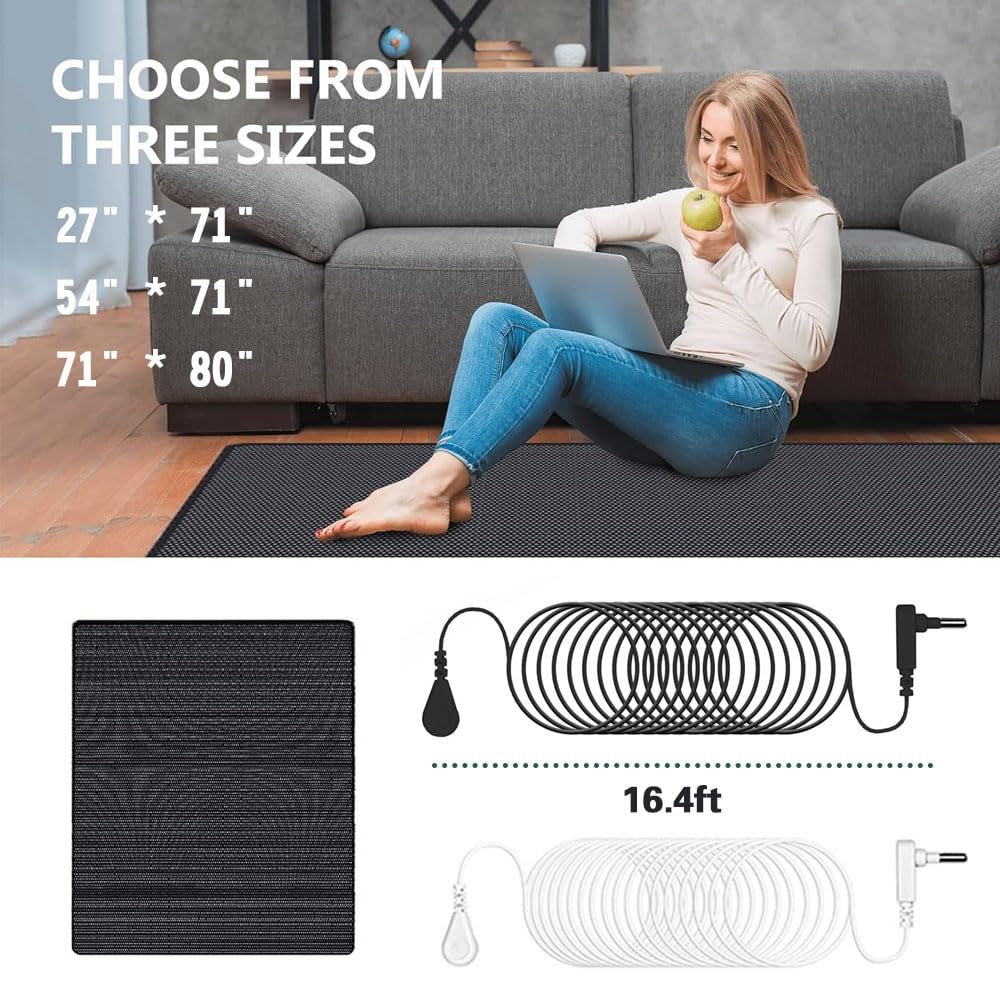 LDDJIOD Grounding Mat for Bed with 2 Grounding Cords, Conductive Grounding Sheet - AB Mystery