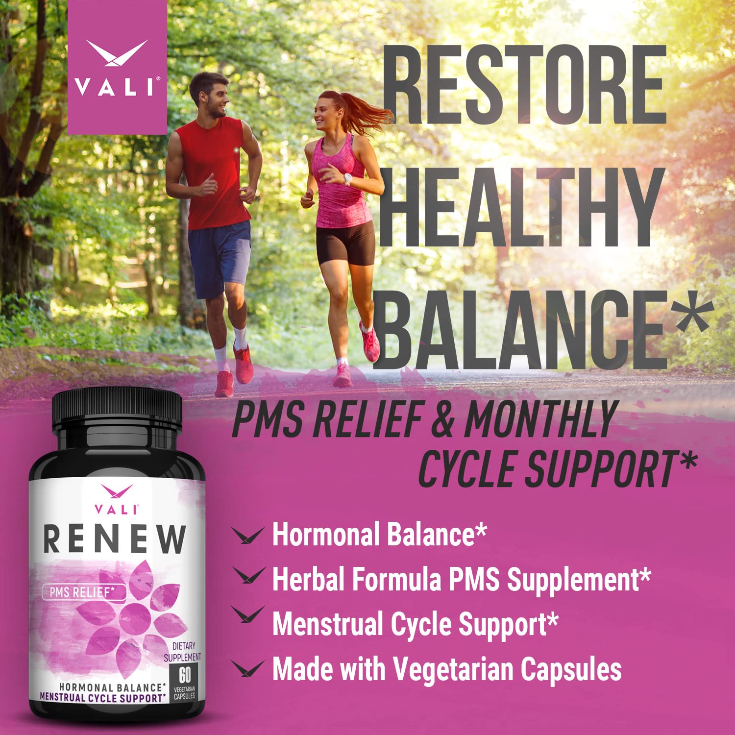 VALI Renew PMS Relief Supplement. Women’s Menstrual Cycle Support. Herbal Formula - AB Mystery