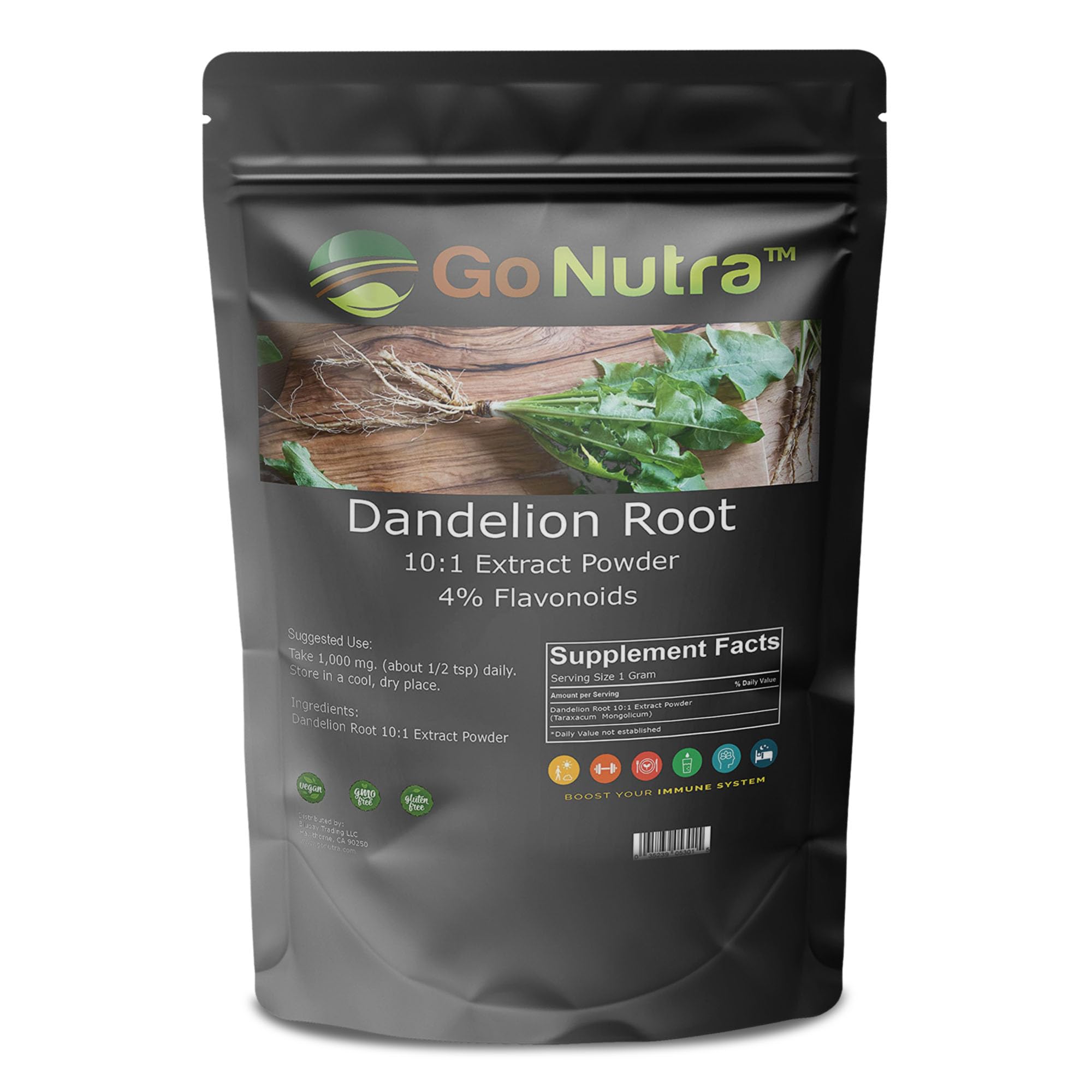 Go Nutra - Dandelion Root Powder, Potent 10:1 Dandelion Root Extract with 4% Flavonoids - AB Mystery