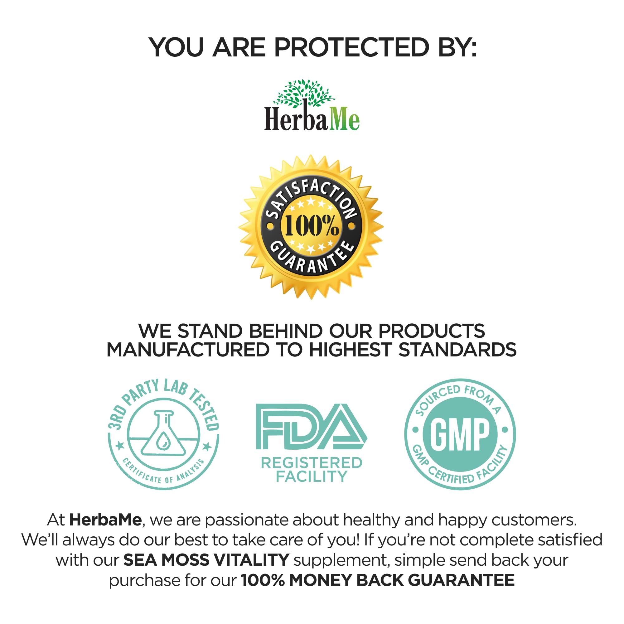 HerbaMe Organic Irish Sea Moss with Bladderwrack, Burdock Root & Black Pepper Extract - AB Mystery