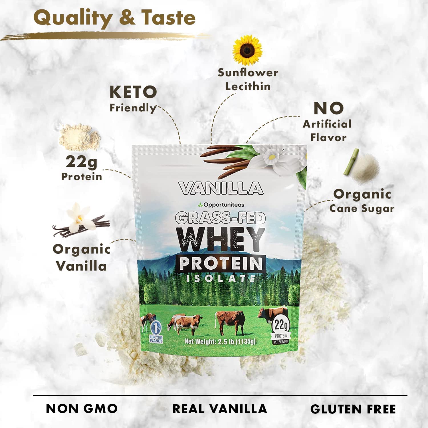 Opportuniteas Chocolate & Vanilla Whey Protein Powder Bundle - Grass Fed Whey Isolate - AB Mystery