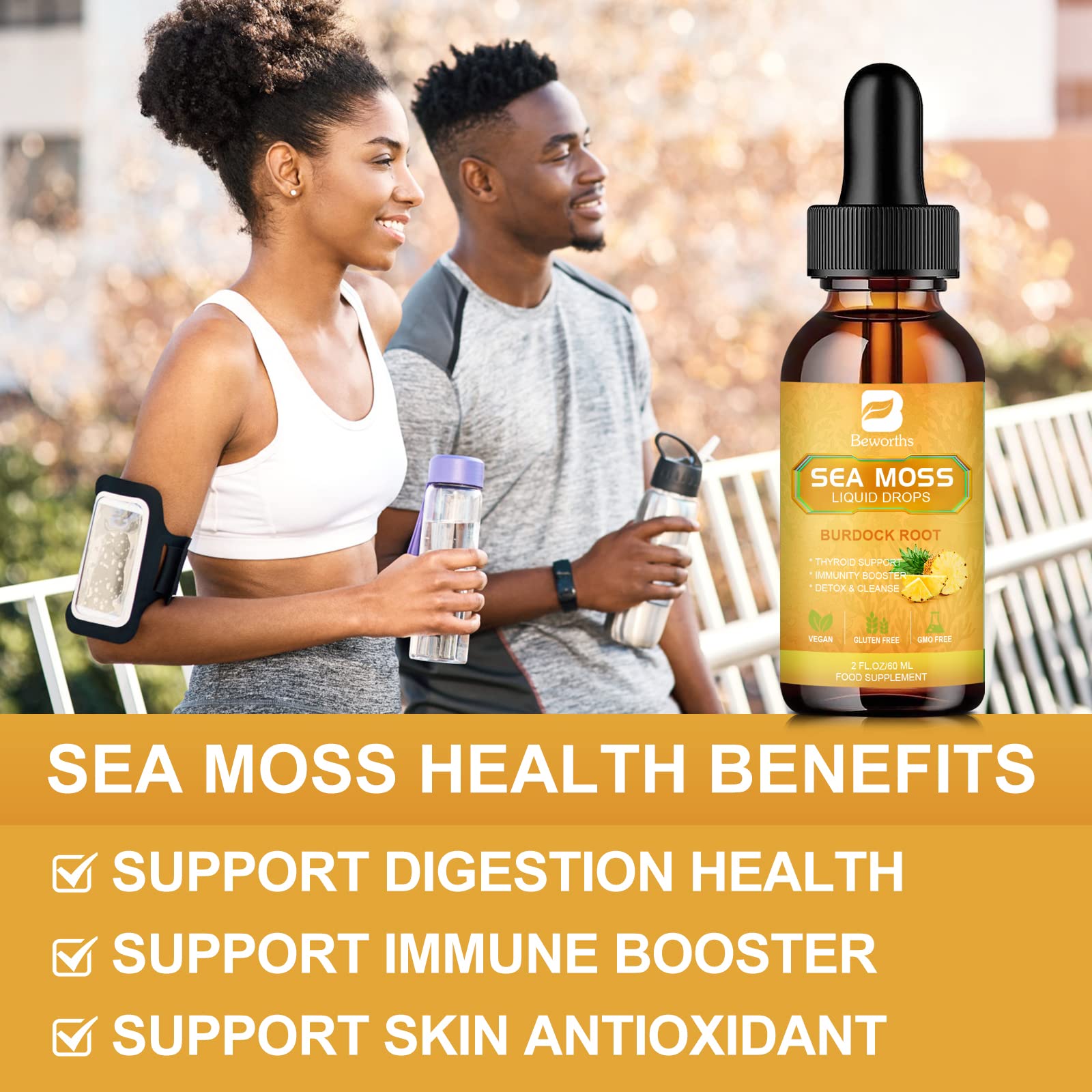 B BEWORTHS Sea Moss Liquid Drops - Organic Irish Sea Moss Gel with Burdock Root - AB Mystery