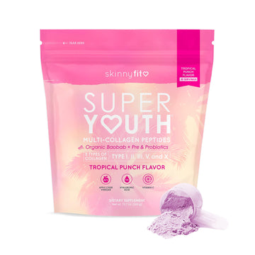 SkinnyFit Super Youth Tropical Punch Multi-Collagen Peptides + Probiotics, Baobab Fiber