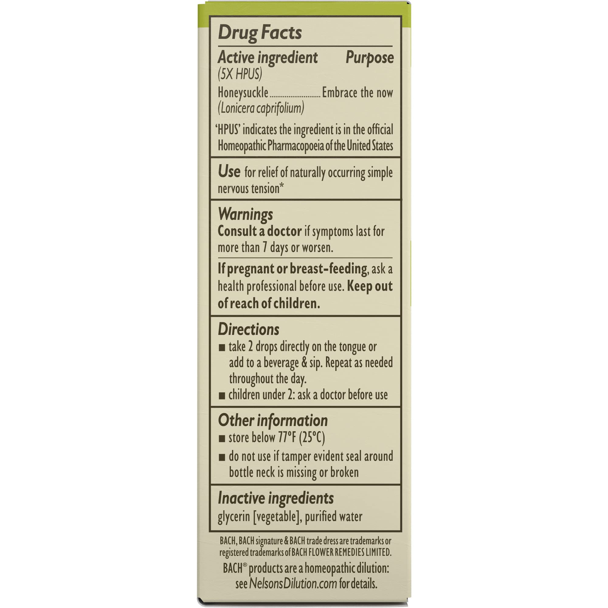 Bach Original Flower Remedies, Honeysuckle for Embracing The Now (Non-Alcohol Formula) - AB Mystery