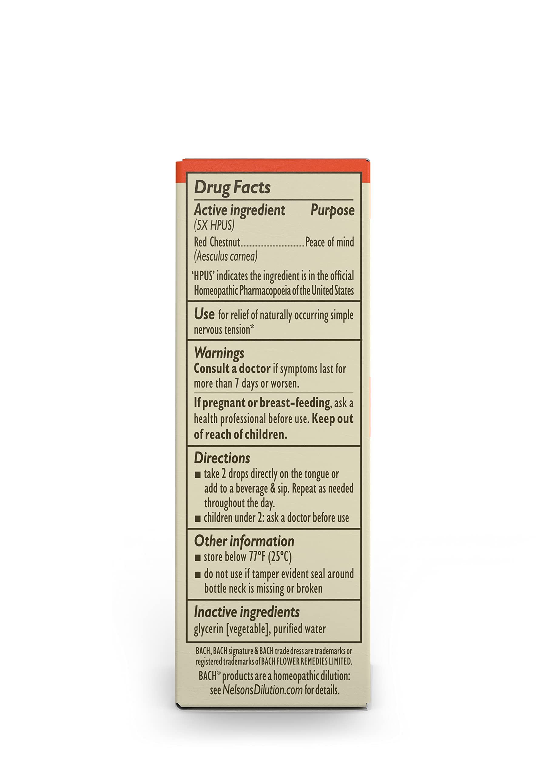 Bach Original Flower Remedies, Red Chestnut for Peace of Mind (Non-Alcohol Formula) - AB Mystery