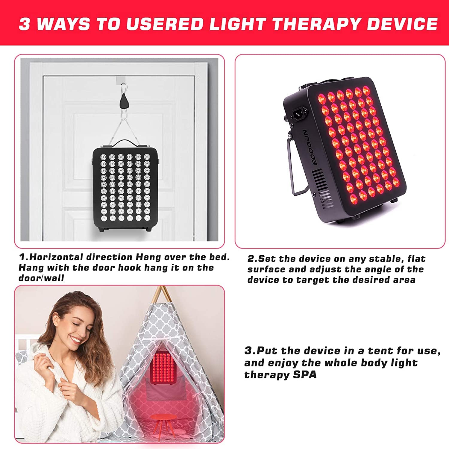 Red Light Therapy Device - Near Infrared Light Therapy with Timer, 60 Clinical Grade LEDs - AB Mystery