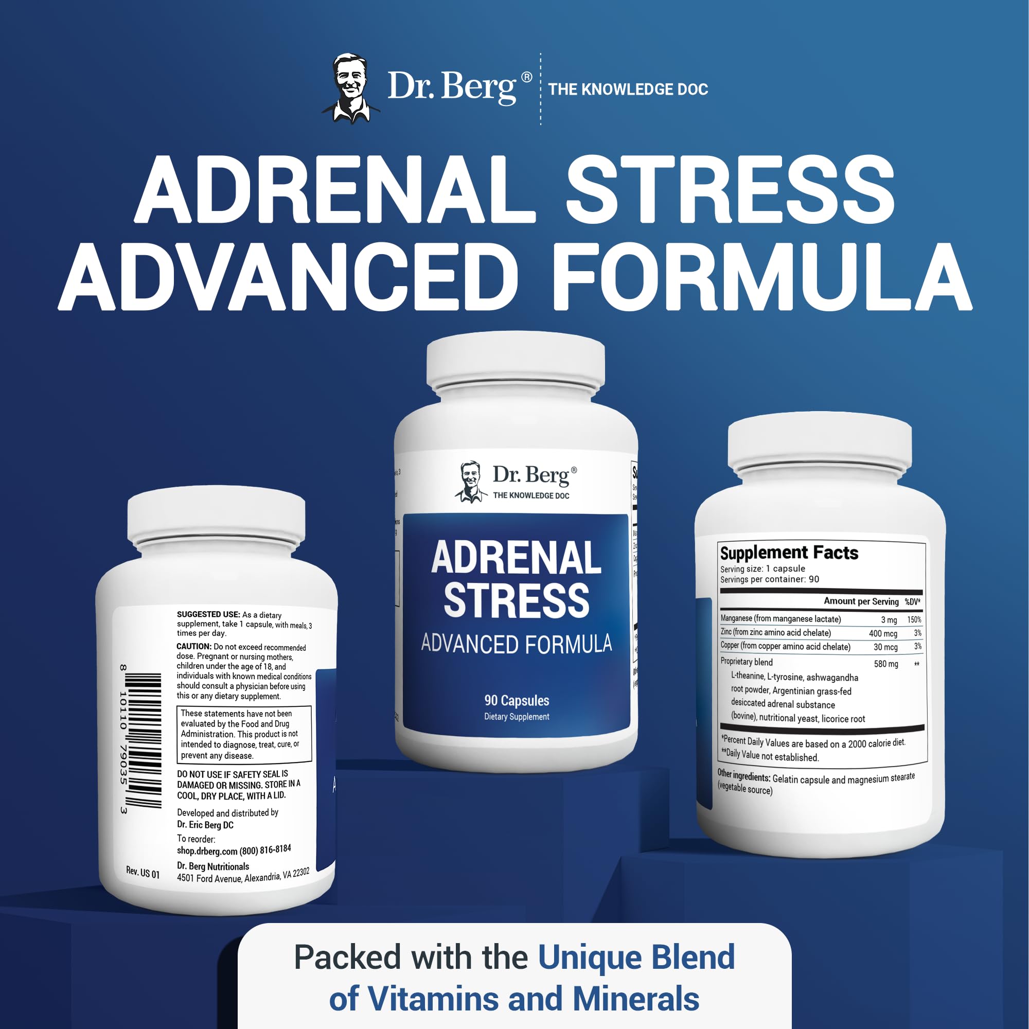Dr. Berg’s Adrenal Stress Advanced Formula - Adrenal Support Supplements for Stress - AB Mystery