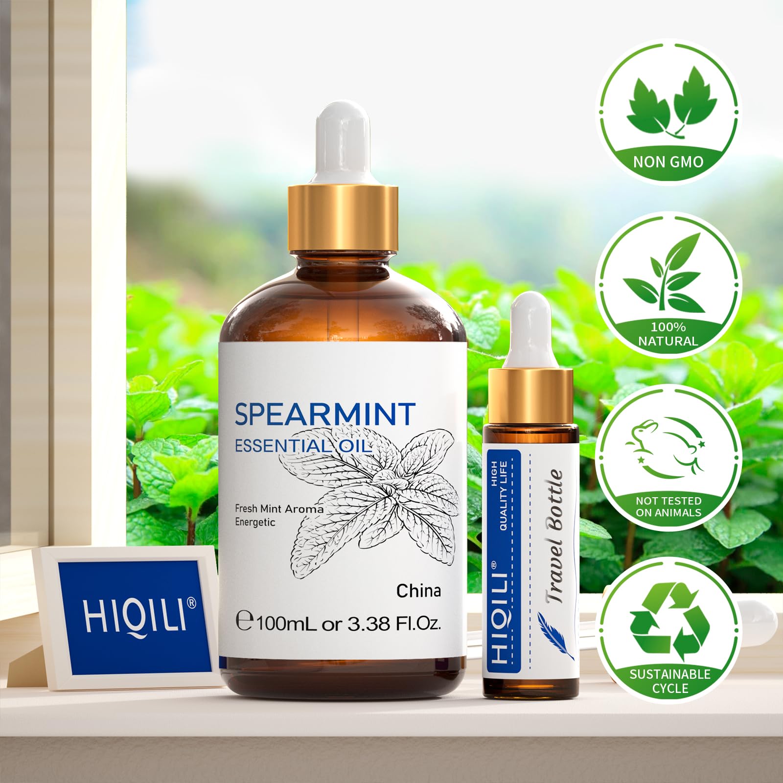 HIQILI 100ML Spearmint Essential Oil for Skin Care -100% Pure Treatment Grade - 3.38 Fl Oz. - AB Mystery