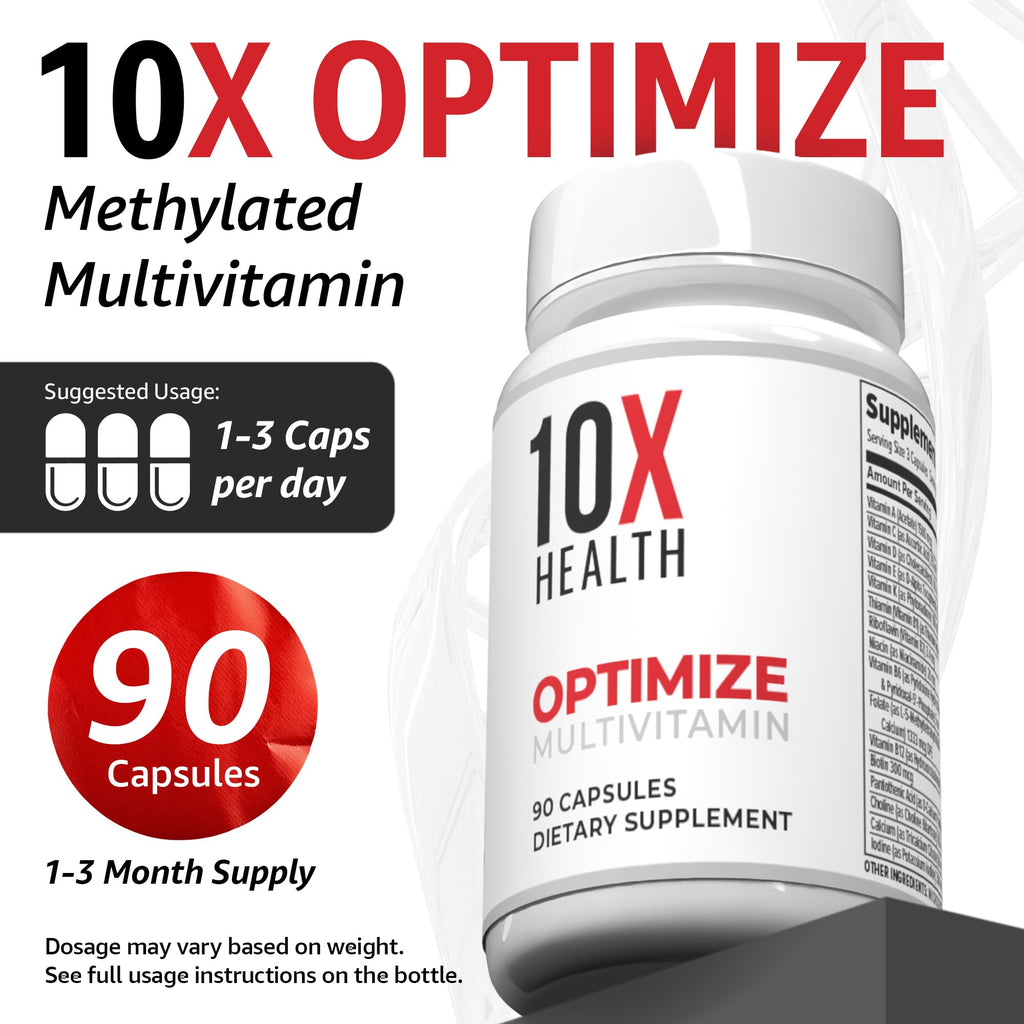 10X Health Optimize (Daily) & Sleep (PM) Bundle - Methylated Multivitamin Capsules + Magnesium, L Theanine & Melatonin - AB Mystery