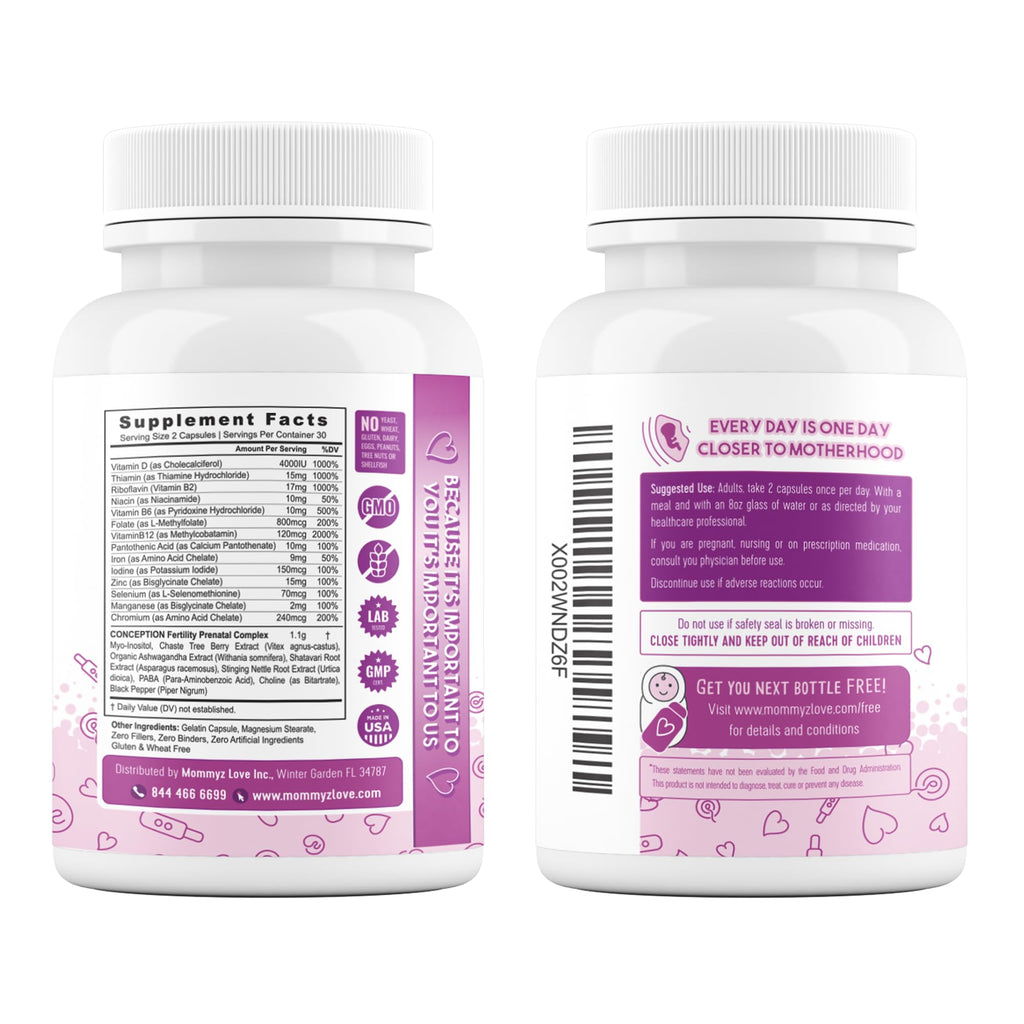 Mommyz Love Myo-Inositol Conception Fertility Prenatal Vitamins for Healthy Ovarian Function Mommyz Love
