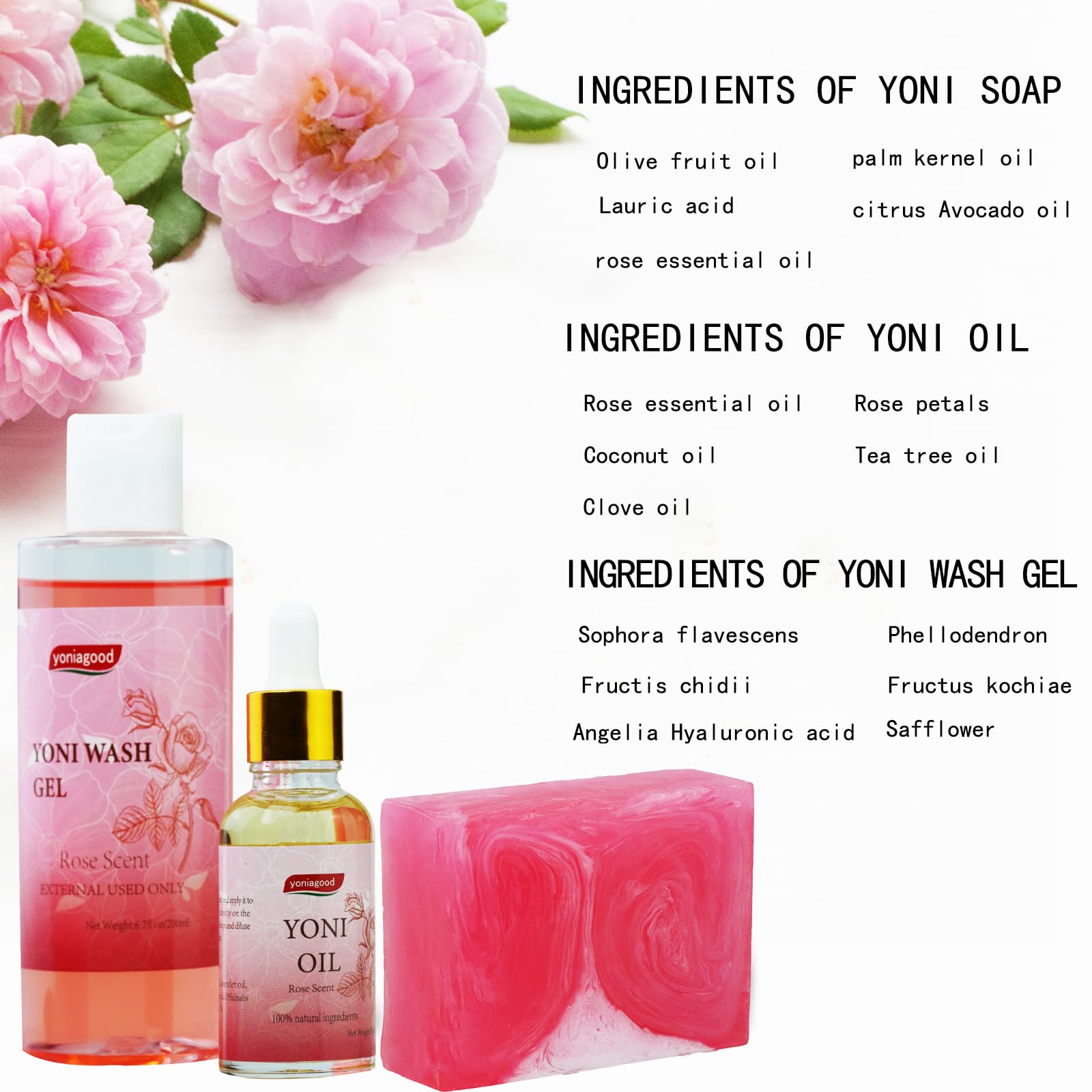 4 pack Yoni Wash Yoni Essential Oil Soap for Women Set, 2 * 30ml Feminine Oil, 6.7 fl.oz Feminine Wash - AB Mystery