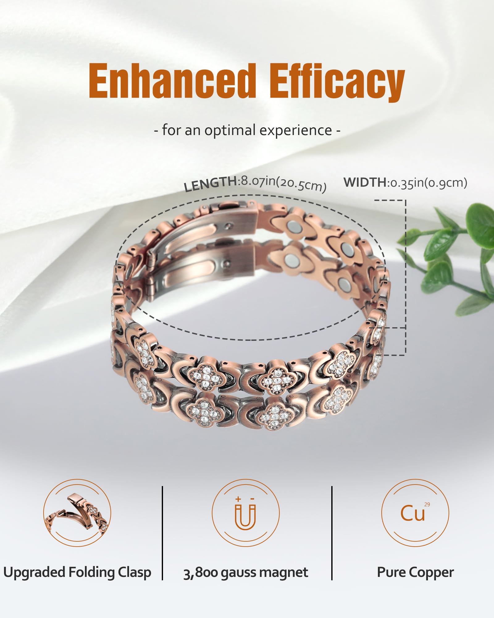 Jecanori Women's Pure Copper Bracelet, Ultra Strength Magnetic Copper Bracelets for Women - AB Mystery