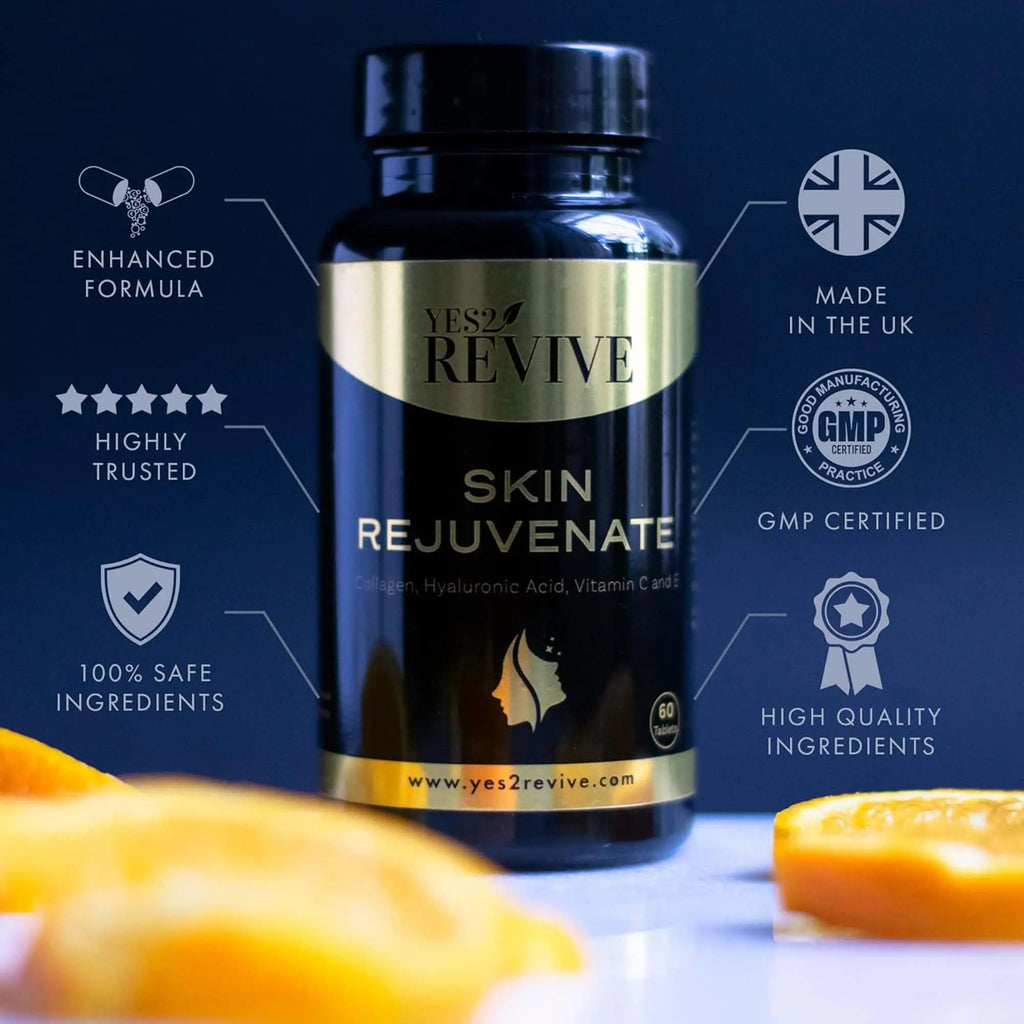 YES2 REVIVE Marine Collagen Capsules - Enhanced with Hyaluronic Acid Vitamin C & E Skin Rejuvenate - AB Mystery