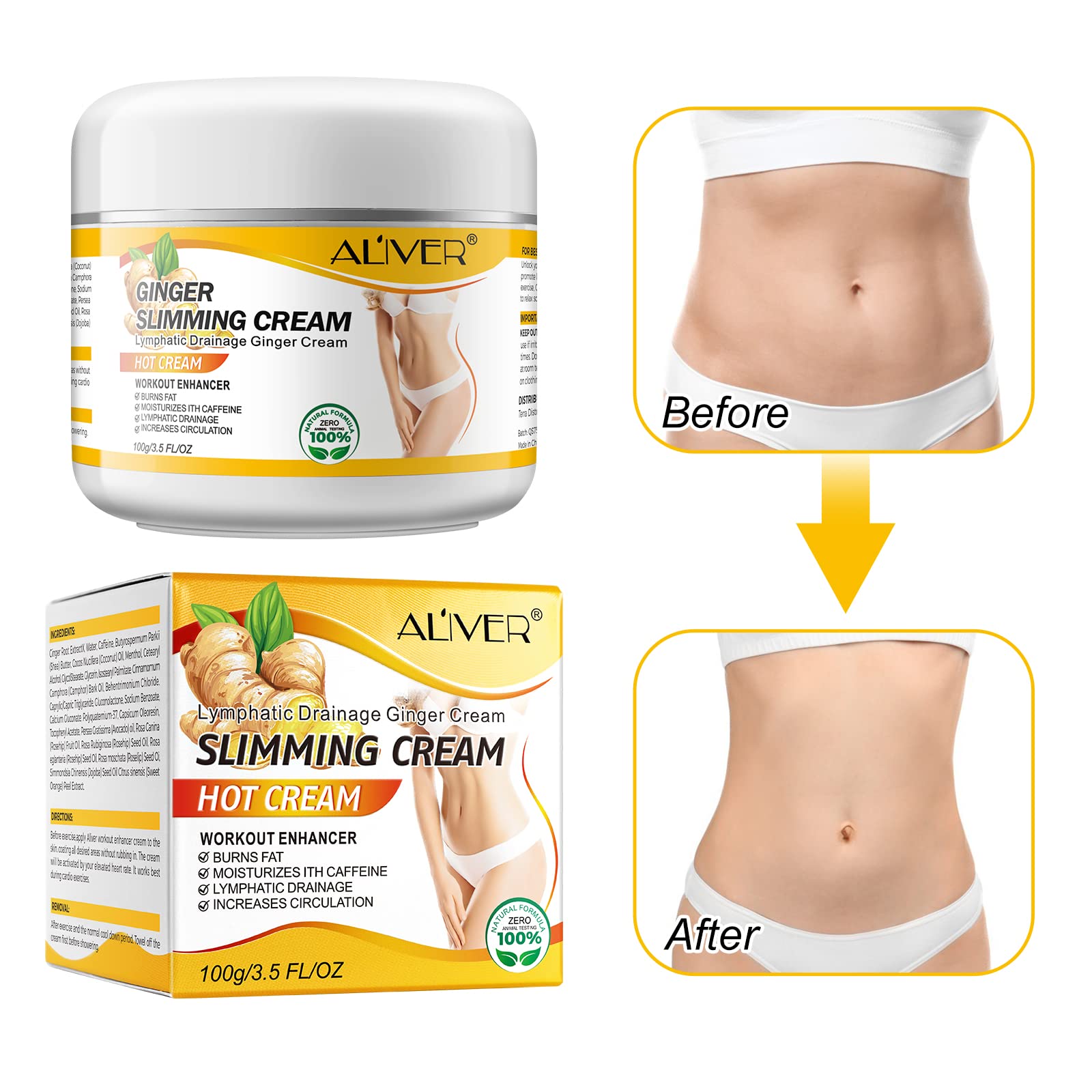 VOGSIG Anti Cellulite Slimming Cream Gel, Hot Cream, Ginger Fat Burning Weight Loss Full - AB Mystery