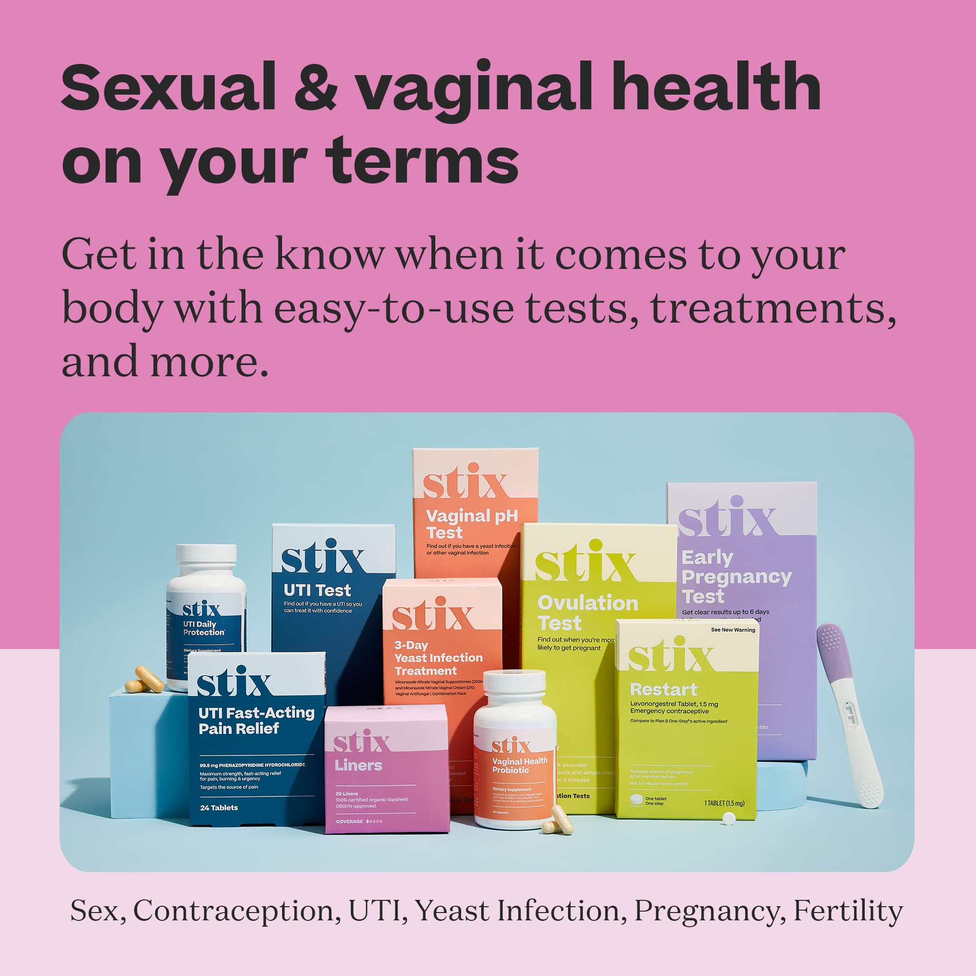 Stix Vaginal Health Probiotic & 3-Day Yeast Infection Treatment - Maintain pH Balance, Vaginal Microbiome - AB Mystery