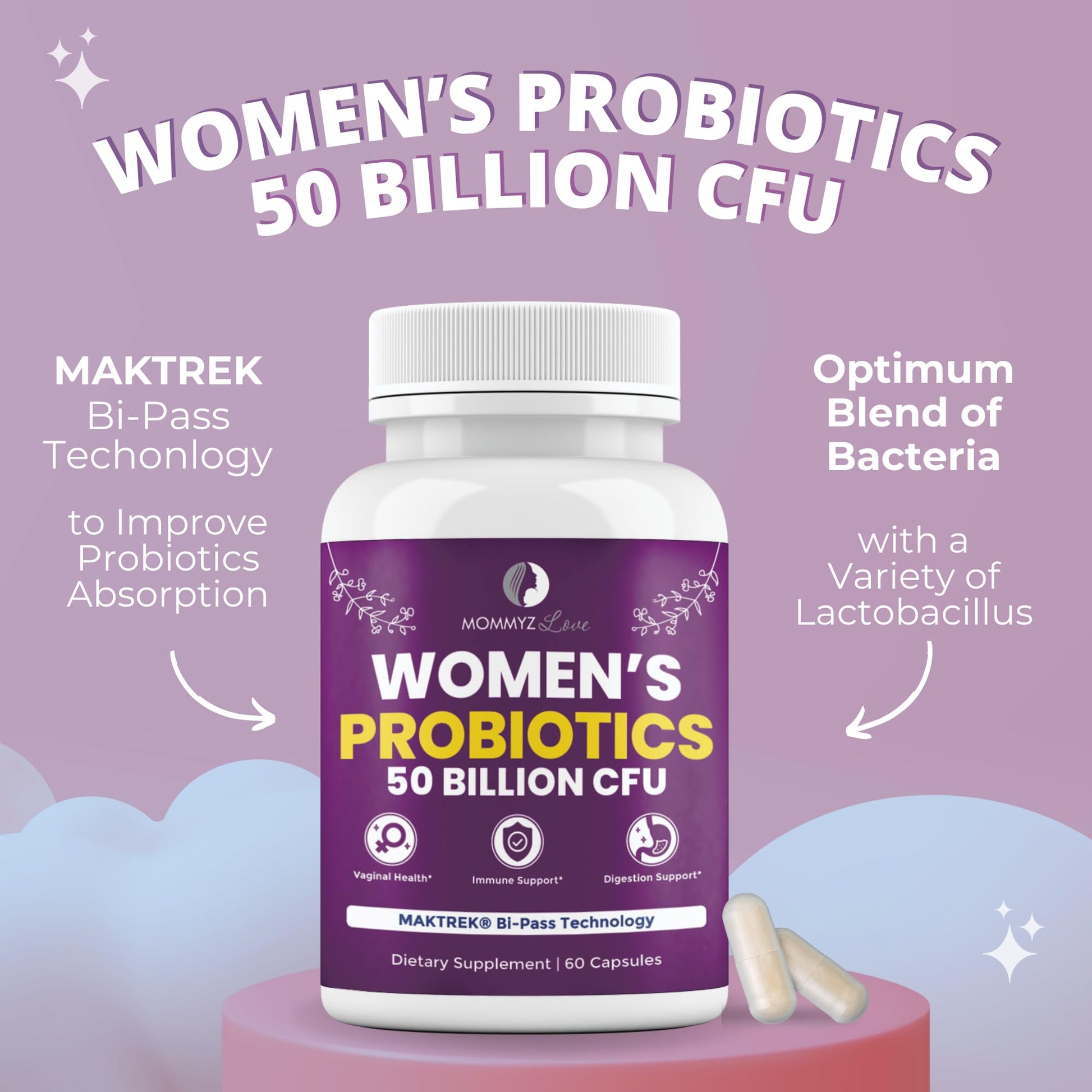Probiotics for Women Digestive Health + Vaginal Probiotics for Vaginal Odor Control, Balanced PH Levels - AB Mystery