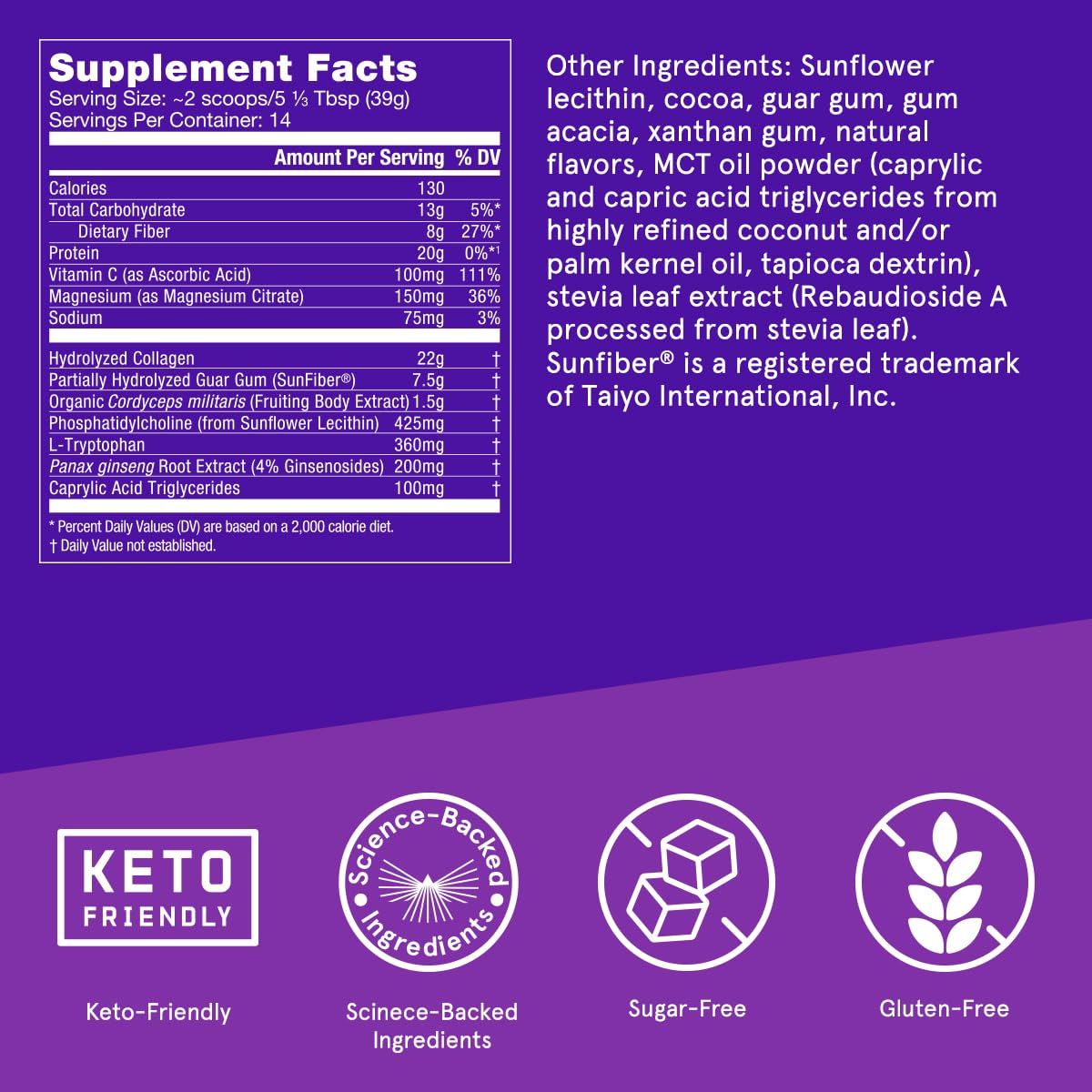 Bulletproof Dark Chocolate Energy Collagen Protein, 19.3 Ounces, Caffeine-Free Fuel - AB Mystery