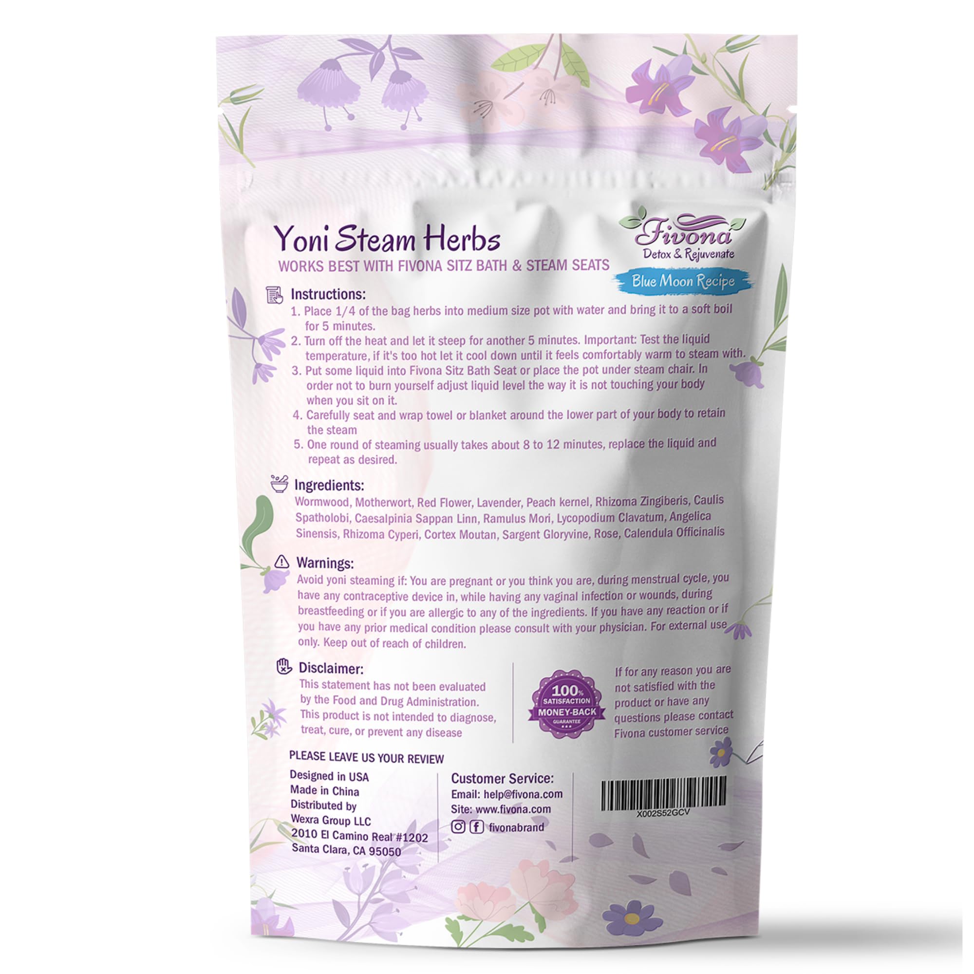 FIVONA Yoni Steaming Herbs - For Feminine Use And Rituals - V-Detox, Cleanse, Wash, Odor Control - AB Mystery