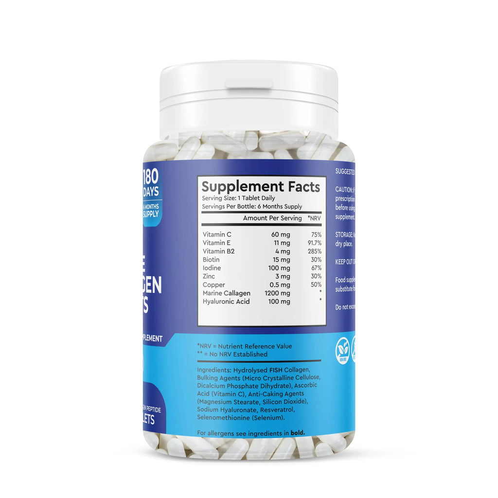 Marine Collagen Tablets 1200MG - 2400MG - 180 Days Supply - AB Mystery