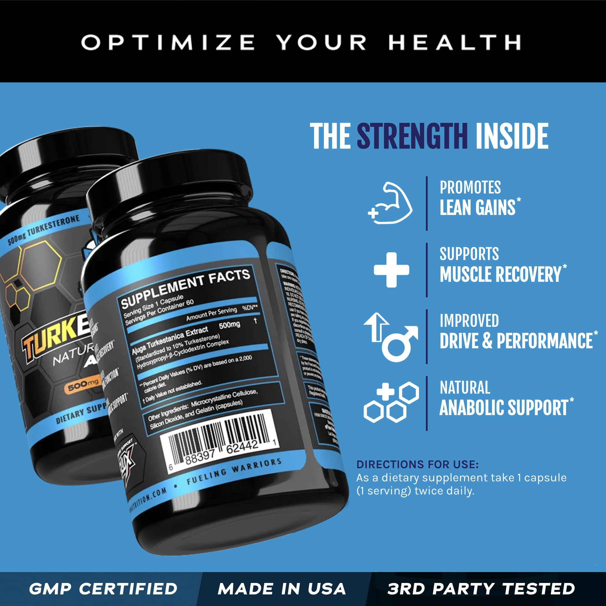 eFlow Nutrition Turkesterone (500 mg) Ajuga Turkestania Extract Complexed - AB Mystery