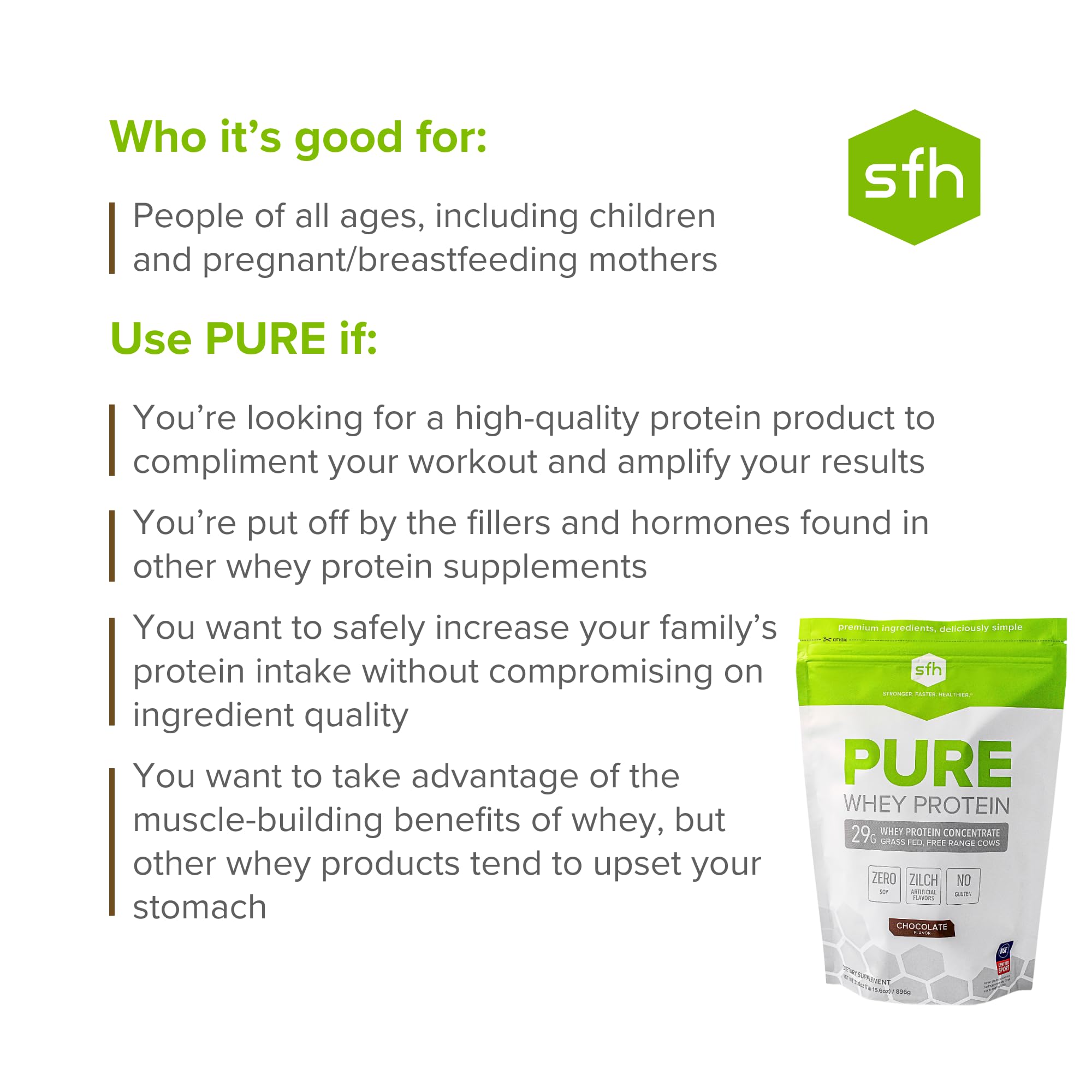SFH Pure Whey Protein Powder (Chocolate) Best Tasting 100% Grass Fed Whey - AB Mystery