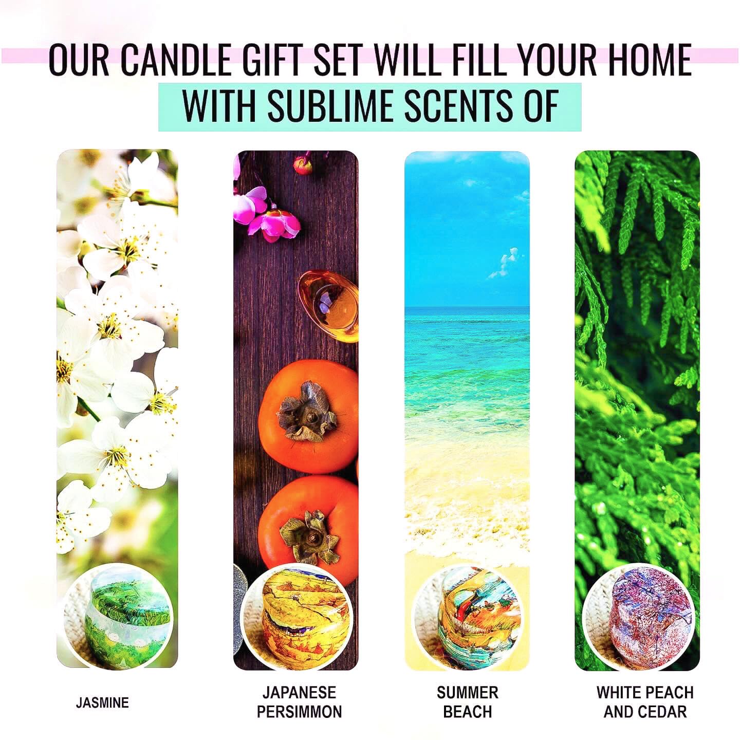 Scented Candles Gift for Women, 4 Pack, Reusable Tin Box, Luxury Candles for Home - AB Mystery