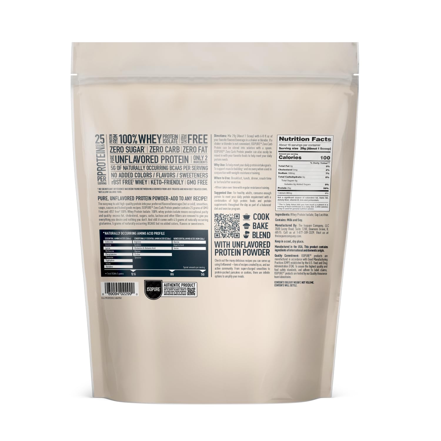 Isopure Unflavored Protein, Whey Isolate, 25g Protein, Zero Carb & Keto Friendly - AB Mystery