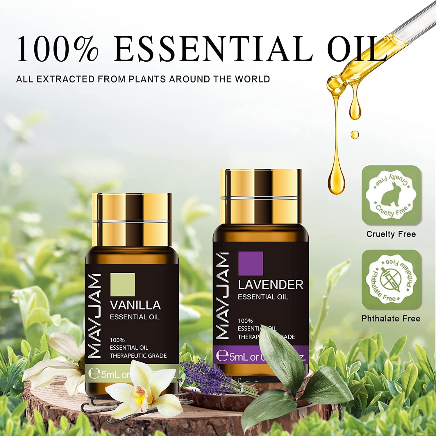 MAYJAM Tea Tree 20 Pcs Pure Essential Oil Gift Set, for Diffuser, Humidifiers, Skin Care, Massage - AB Mystery