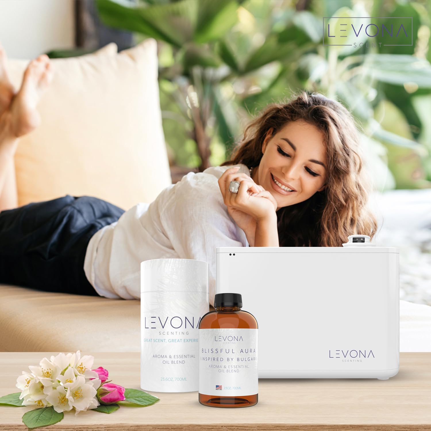Levona Scent Essential Oils for Diffuser: Blissful Aura with Notes of Amber, Musk & Jasmine - AB Mystery