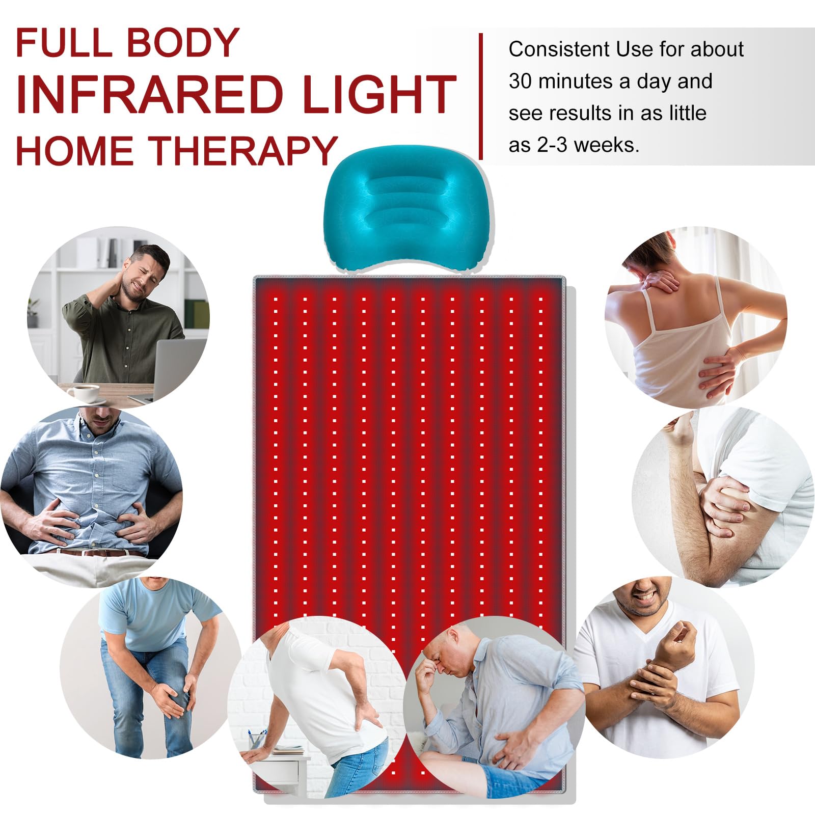 Red Light Therapy Pad 38 * 23.6 in - Red Light Therapy Body, 400 LEDs Using 660nm Red Light - AB Mystery