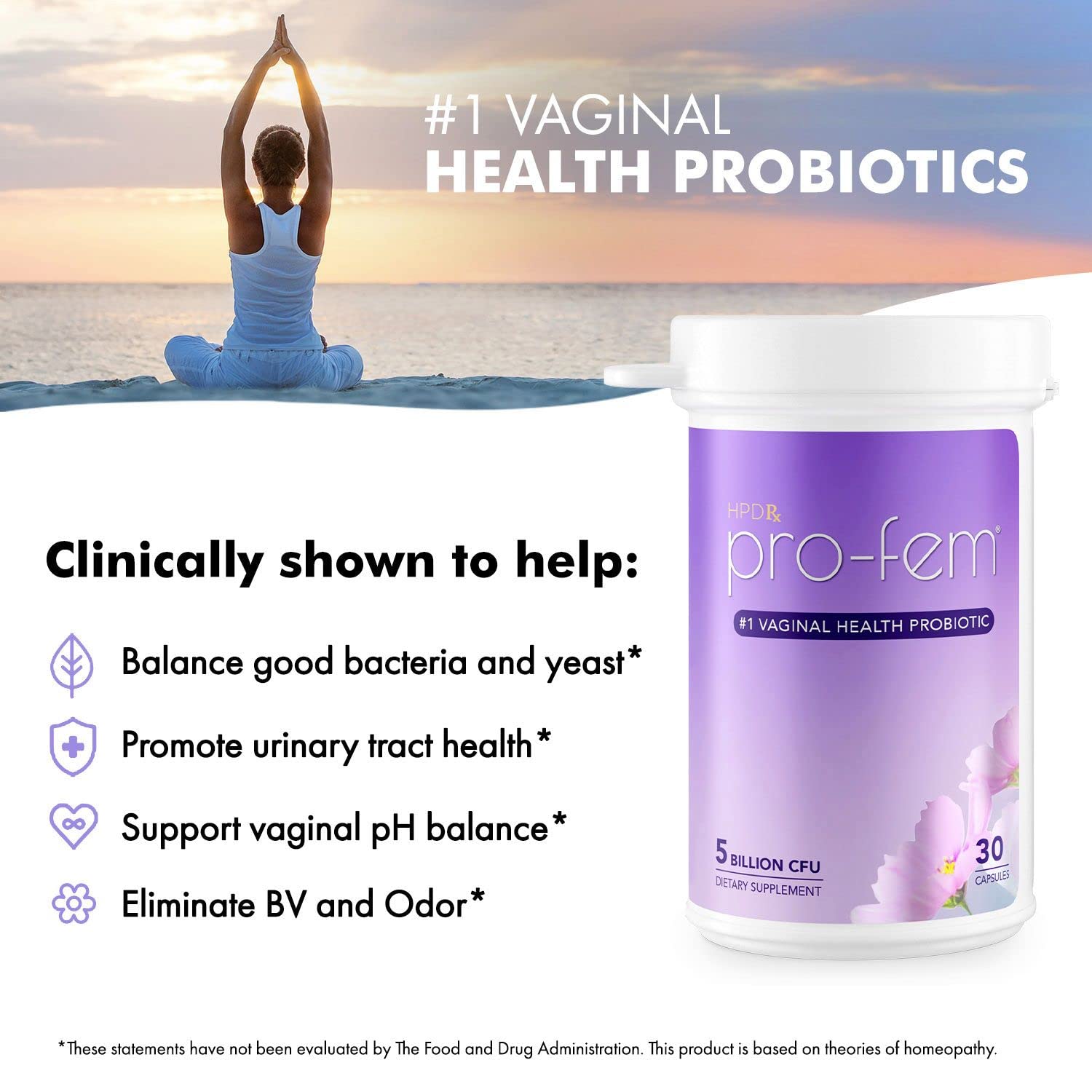 HPD Rx Pro-Fem #1 Vaginal Health Probiotic | Vaginal Probiotics | Clinically Proven to Promote Yeast & PH - AB Mystery