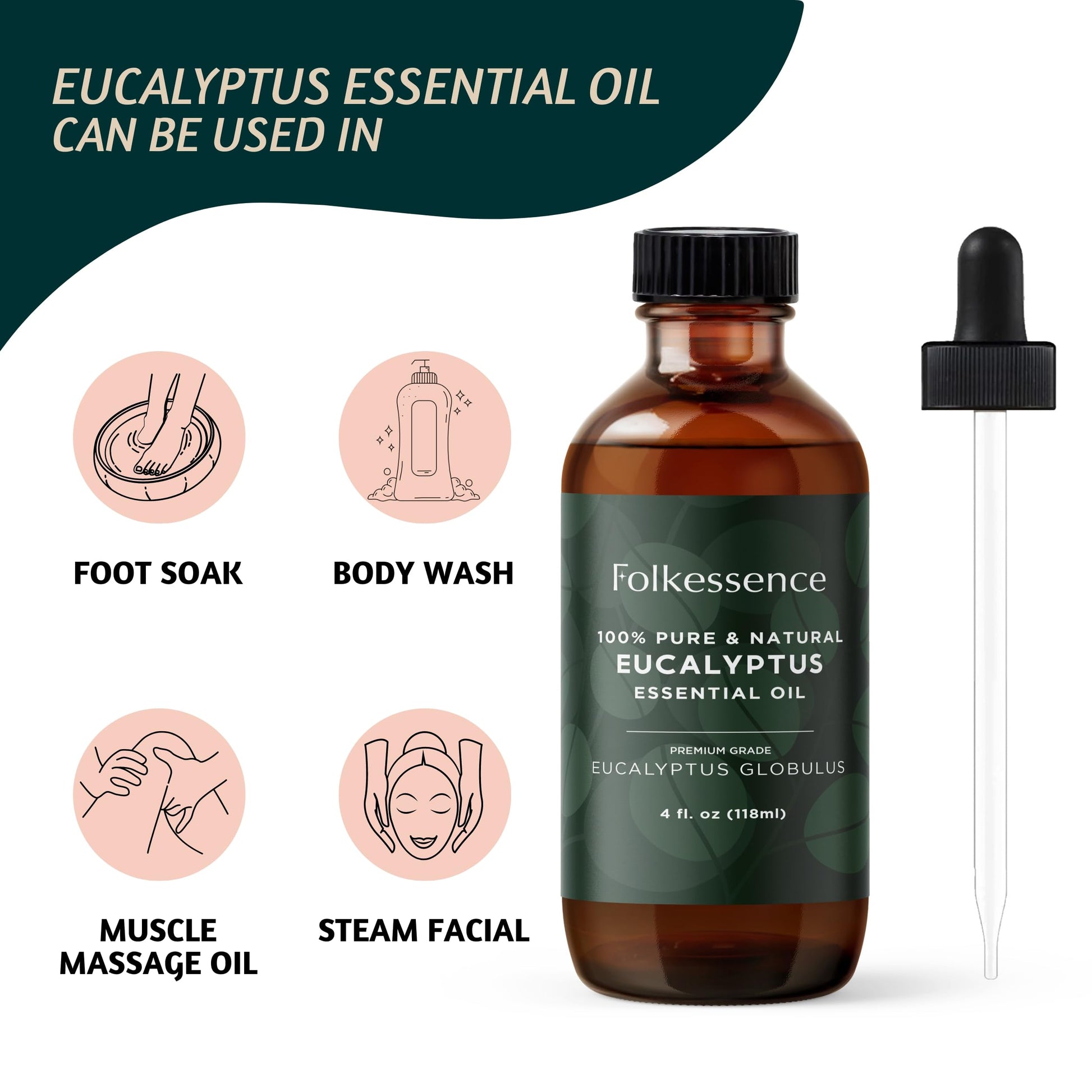Folkulture Eucalyptus Essential Oil for Diffuser - 4 Fl Oz - 100% Pure, Natural and Undilluted Essential Oil - AB Mystery