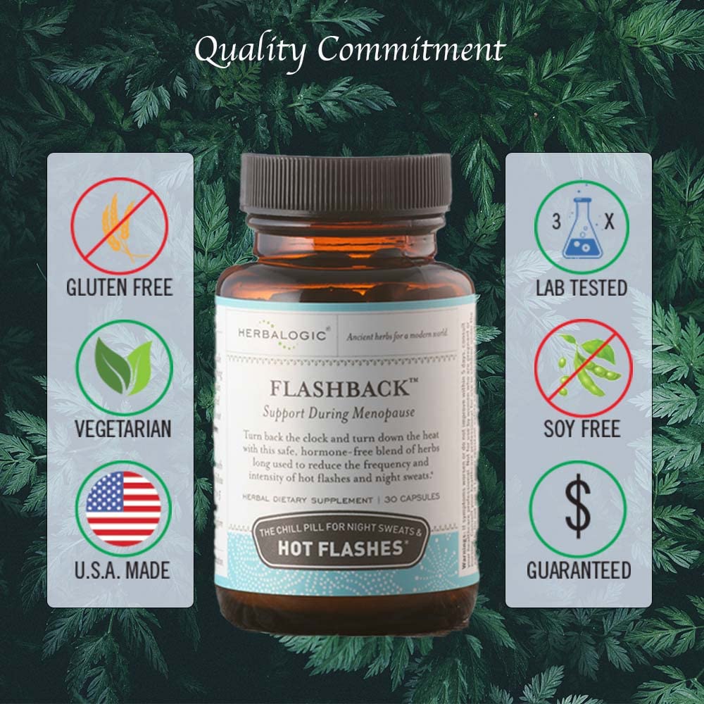 Herbalogic - Flashback Herb Capsules - Natural Relief for Menopausal Hot Flashes, Night Sweats, Sleeplessness - AB Mystery