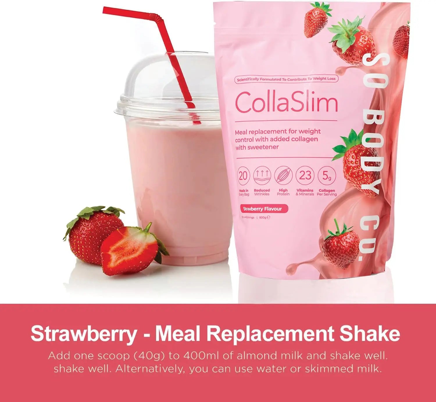 CollaSlim, Meal Replacement Shake with Added Collagen, Vitamins and Minerals, 800g - AB Mystery