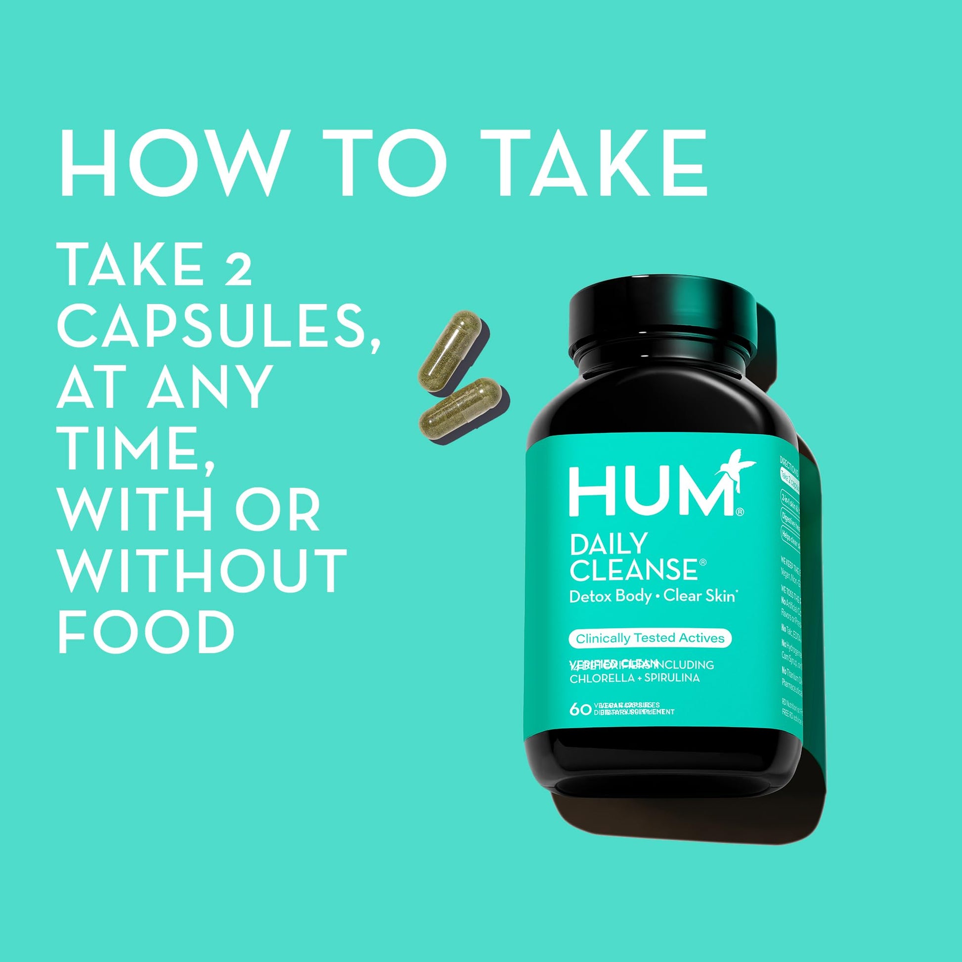 HUM Daily Cleanse Acne Supplements - Support for Clear Skin & Improved Digestion - AB Mystery