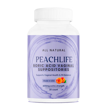 Peachlife Boric Acid Suppositories in Vegetable Capsules - USA Made - Vaginal pH