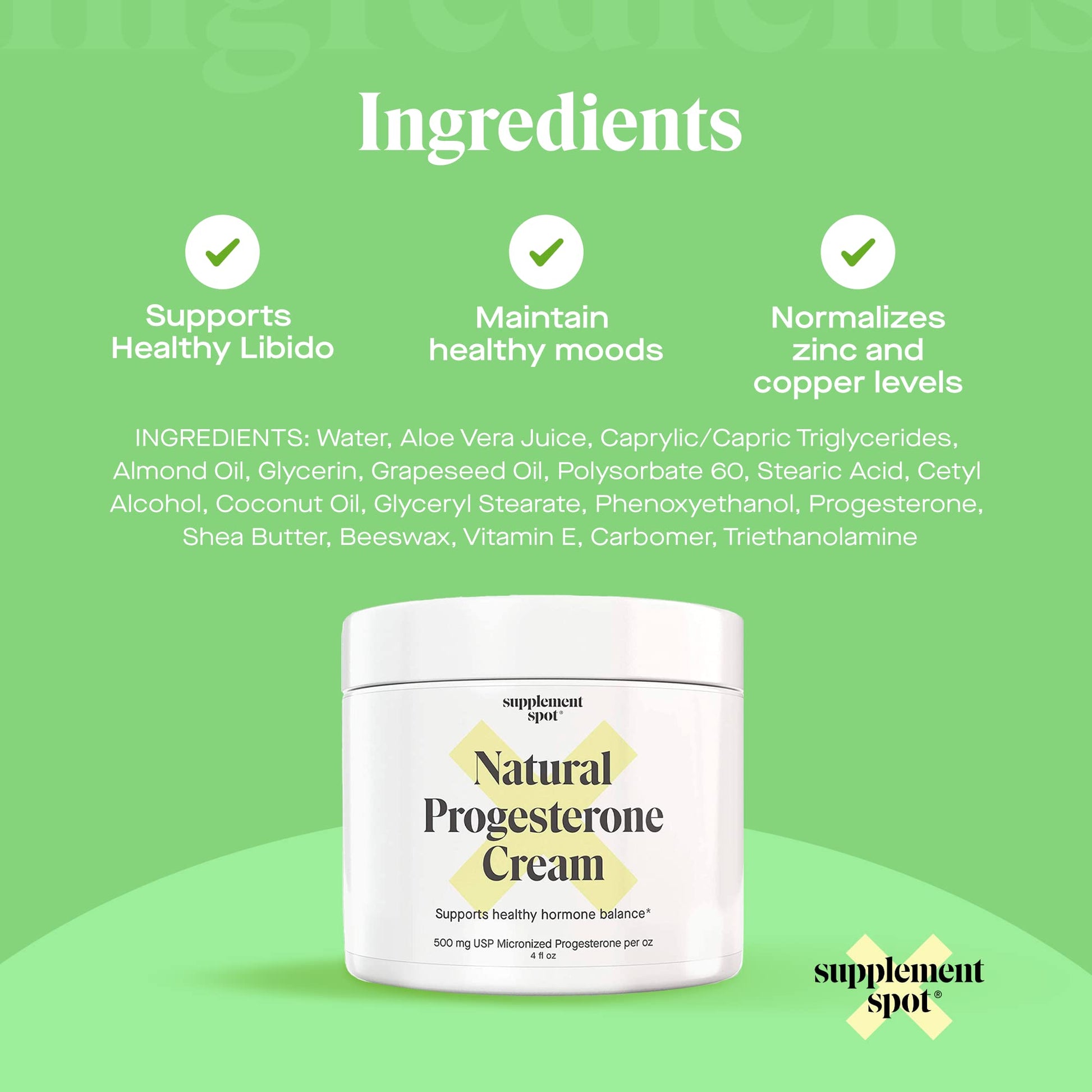 Supplement Spot Natural Progesterone Cream for Women – Micronized Bioidentical Progesterone Cream - AB Mystery