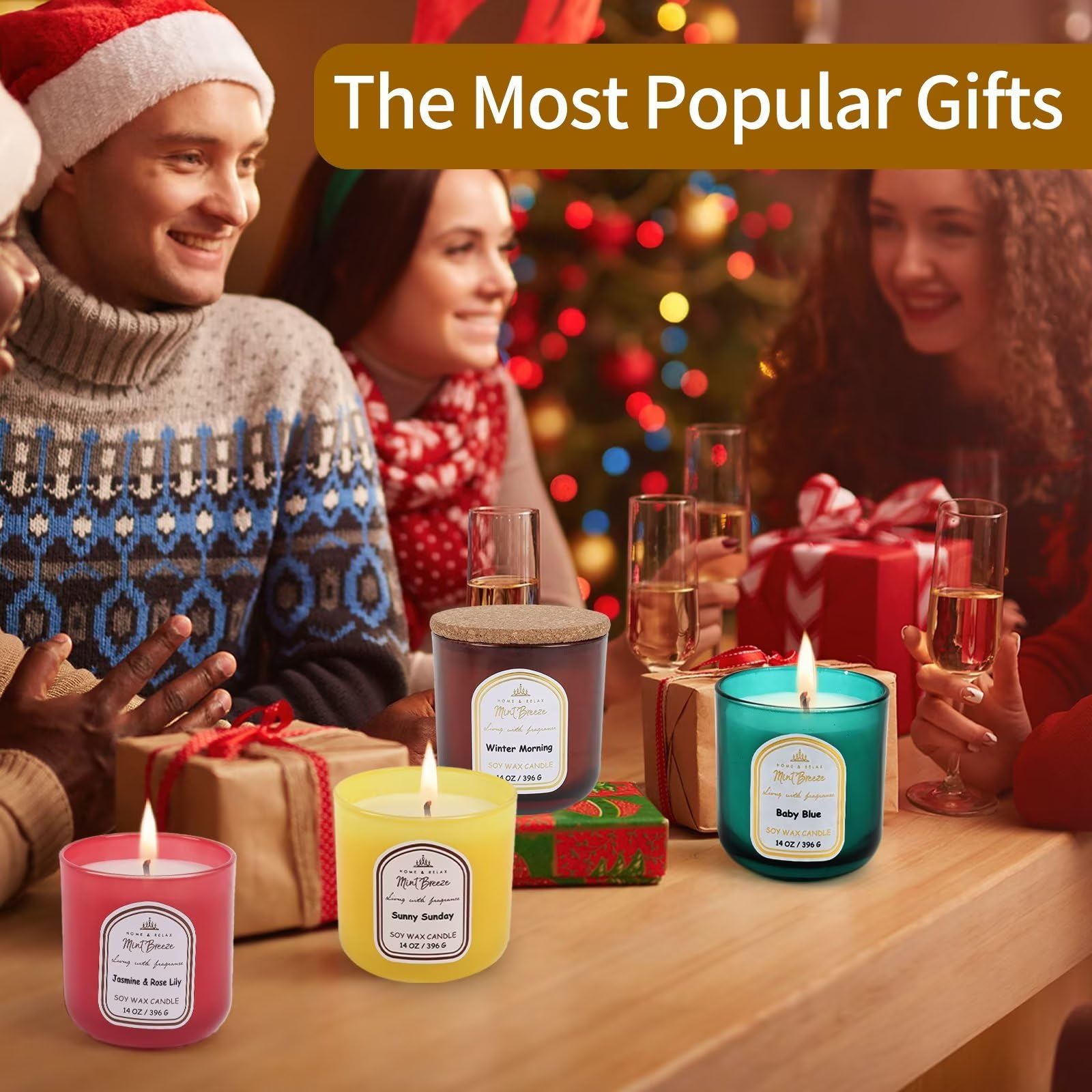 HOME & RELAX 14oz Scented Soy Wax Candle,Big Candle, More Than 80 Hours Long Lasting Burning time - AB Mystery