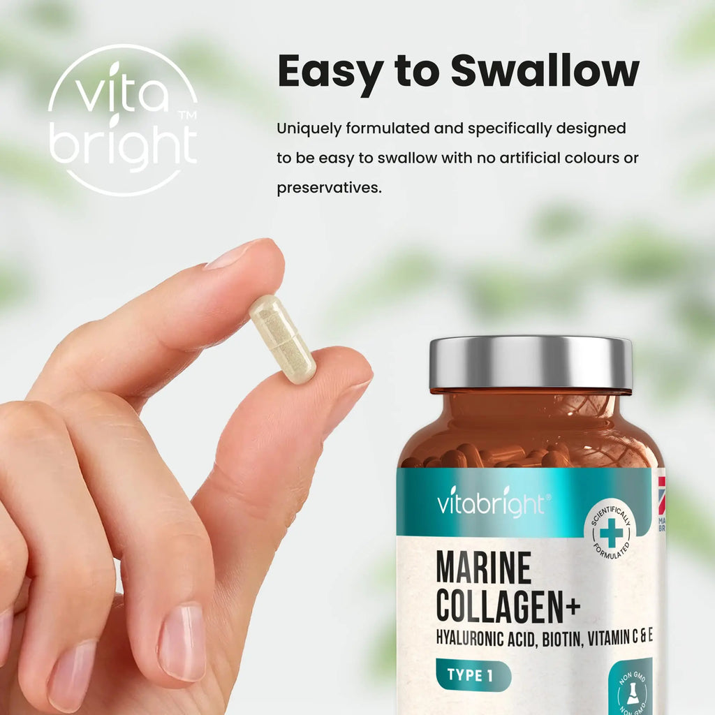 Marine Collagen Capsules 1000mg - 120 Capsules - 9 Powerful Skin Supporting Nutrients VitaBright