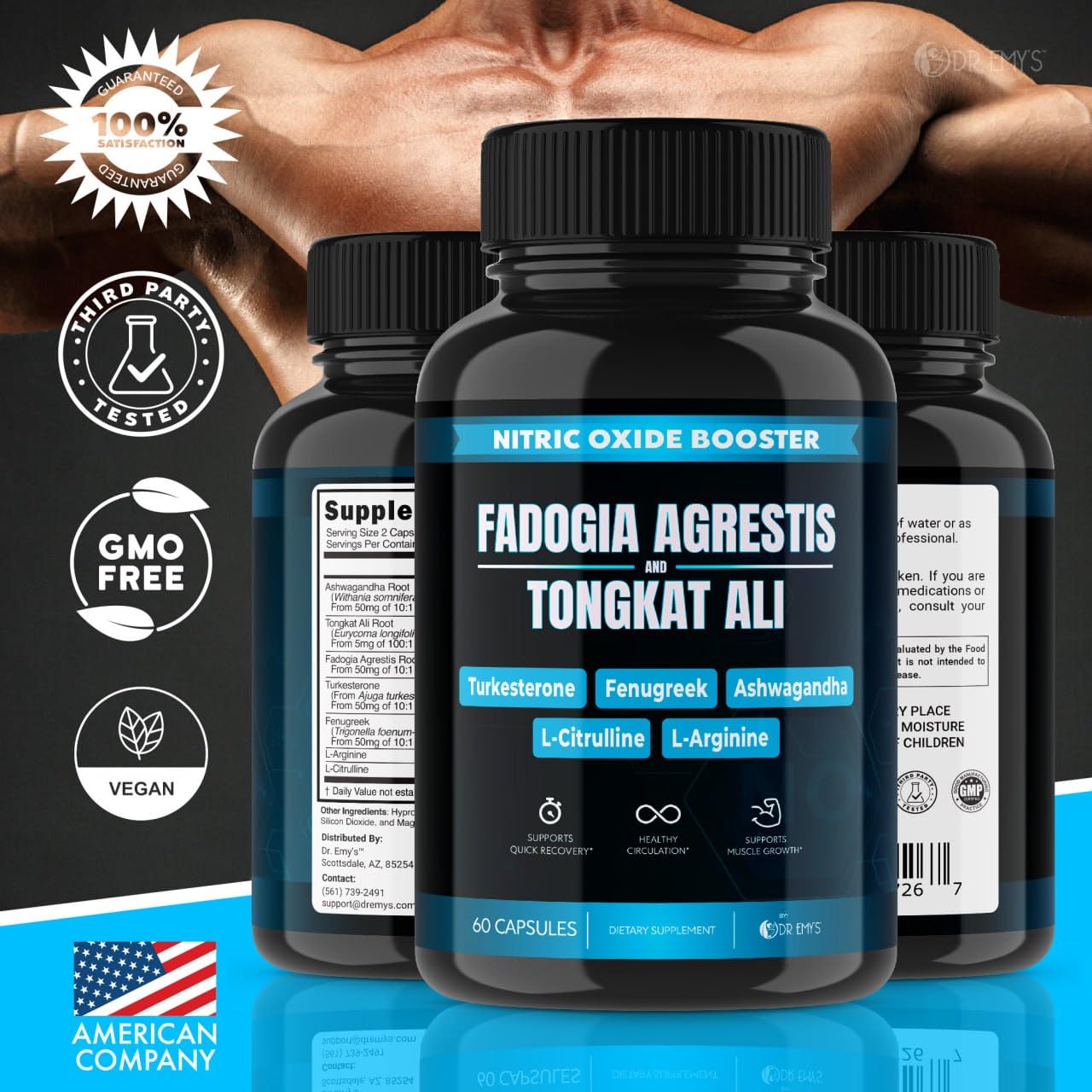 (2 Pack) Tongkat Ali Fadogia Agrestis Nitric Oxide Ashwagandha Supplement for Men